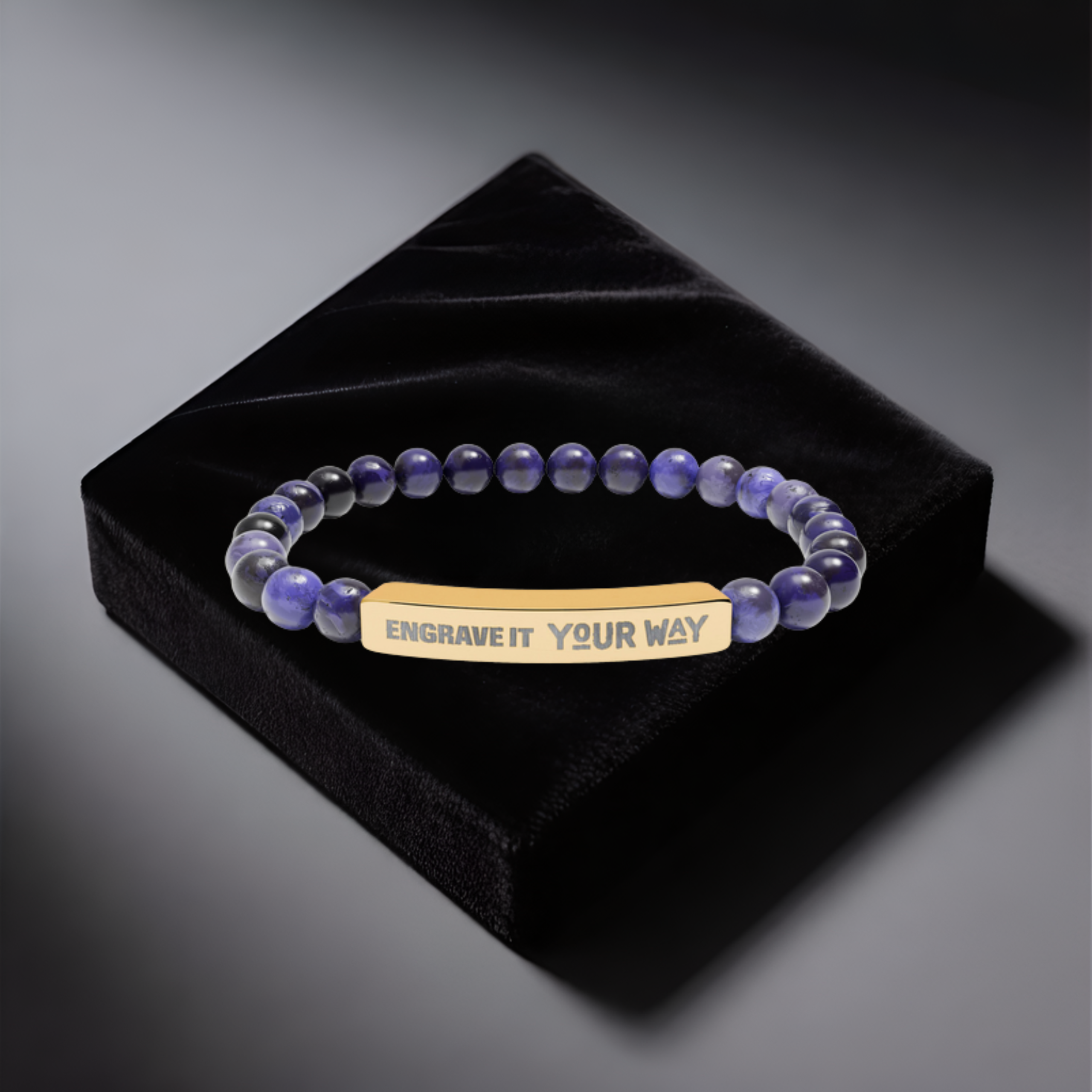 Loved Beyond Measure Engraved Bar Bracelet | Natural Stone Stretch Beaded Jewelry - Perfect Gift for Him or Her product thumbnail image Loved Beyond Measure Engraved Bar Bracelet | Natural Stone Stretch Beaded Jewelry - Perfect Gift for Him or Her product thumbnail image