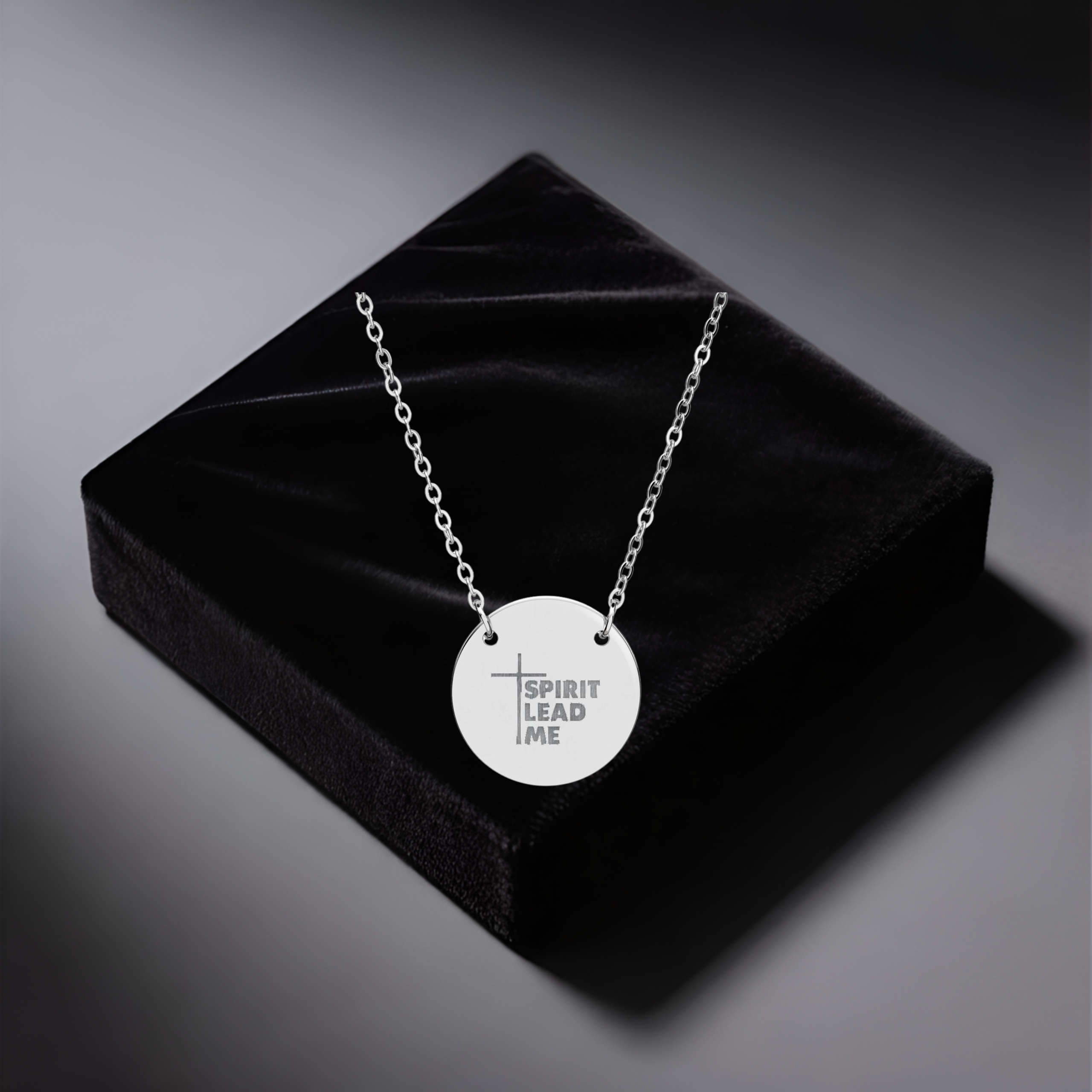 Engraved Circle Necklace "Spirit Lead Me" – Christian Cross Pendant, Inspirational Gift | Unique gift for all occasions product thumbnail image