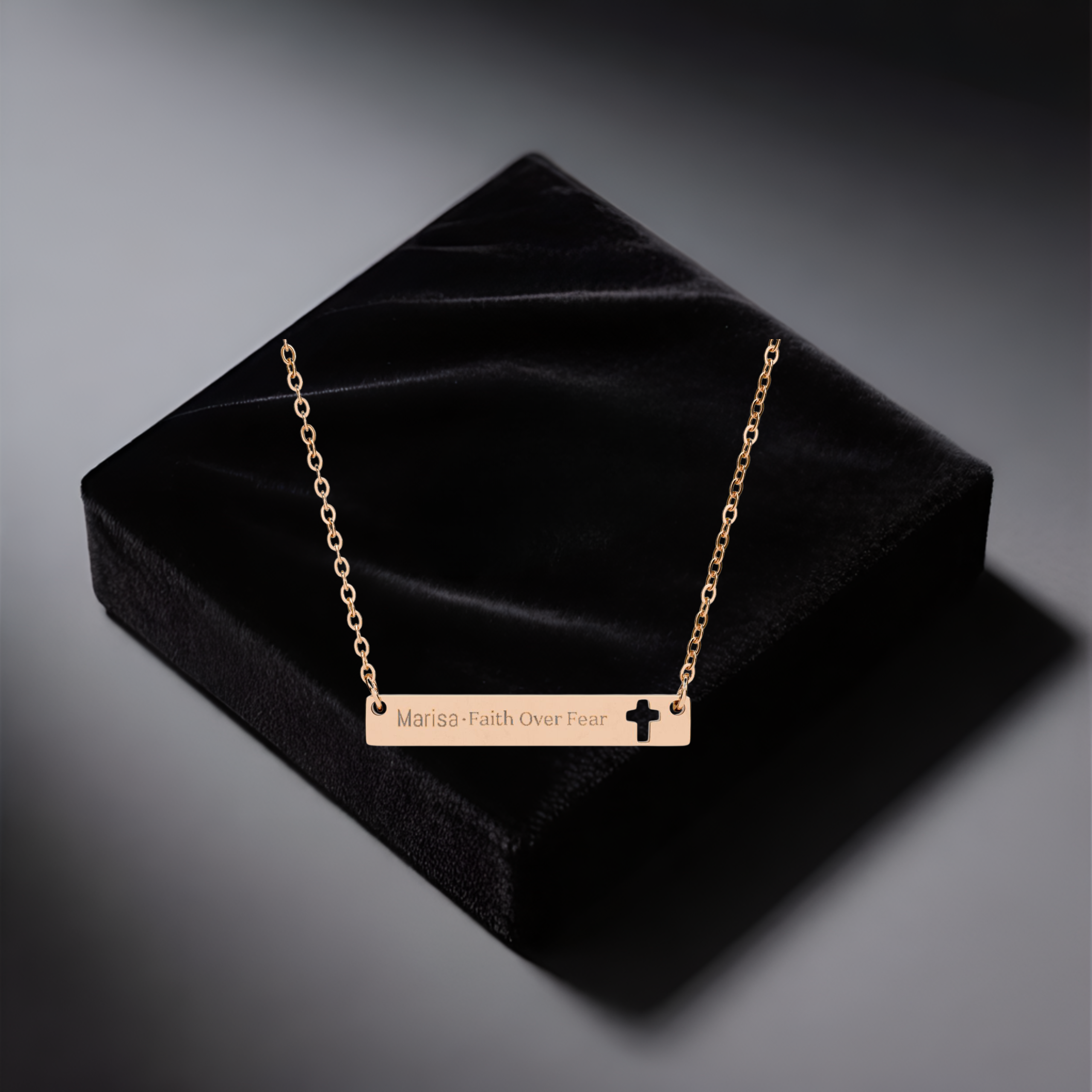 Engravable Cutout Cross Bar Necklace — Personalized Religious Pendant | Unique Gift for Him or Her product thumbnail image