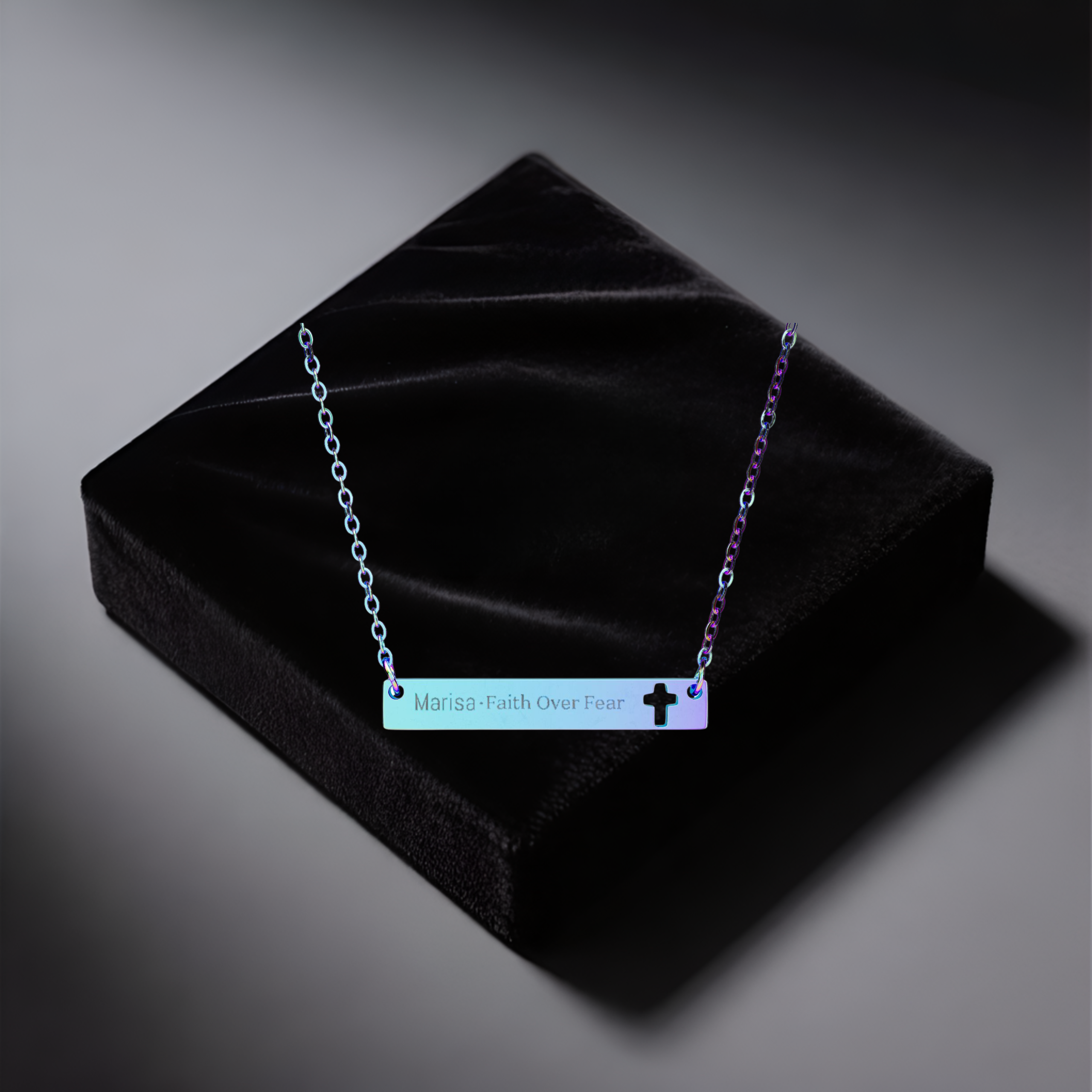 Engravable Cutout Cross Bar Necklace — Personalized Religious Pendant | Unique Gift for Him or Her product thumbnail image Engravable Cutout Cross Bar Necklace — Personalized Religious Pendant | Unique Gift for Him or Her product thumbnail image