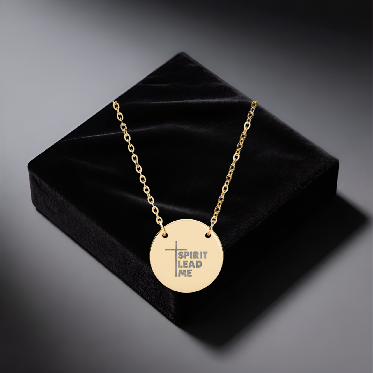 Personalized Engraved Circle Necklace | 'Spirit Lead Me' Christian Cross Pendant Gift for Mom and Dad product thumbnail image Personalized Engraved Circle Necklace | 'Spirit Lead Me' Christian Cross Pendant Gift for Mom and Dad product thumbnail image