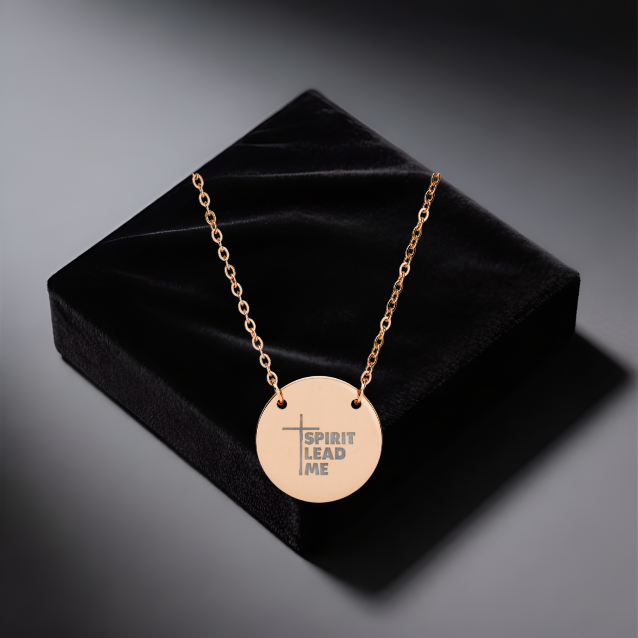 Personalized Engraved Circle Necklace | 'Spirit Lead Me' Christian Cross Pendant Gift for Mom and Dad product thumbnail image Personalized Engraved Circle Necklace | 'Spirit Lead Me' Christian Cross Pendant Gift for Mom and Dad product thumbnail image