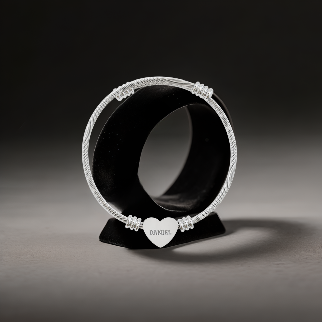 Custom Engraved Stainless Steel Heart Cuff Bracelet | Unique Gift for Parents | Gender-Neutral Design product thumbnail image