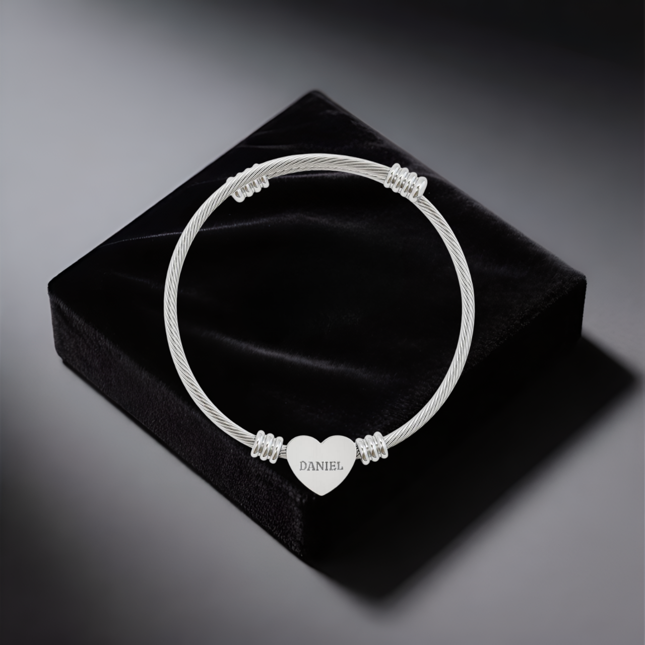 Custom Engraved Stainless Steel Heart Cuff Bracelet | Unique Gift for Parents | Gender-Neutral Design product thumbnail image