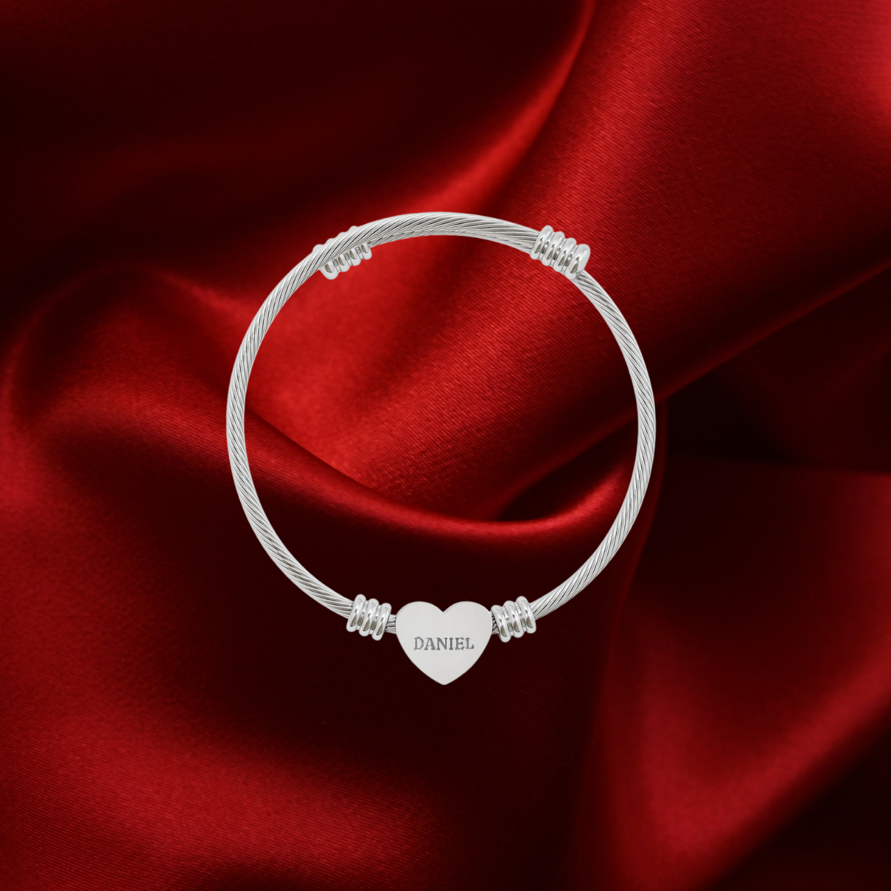 Custom Engraved Stainless Steel Heart Cuff Bracelet | Unique Gift for Parents | Gender-Neutral Design product thumbnail image Custom Engraved Stainless Steel Heart Cuff Bracelet | Unique Gift for Parents | Gender-Neutral Design product thumbnail image