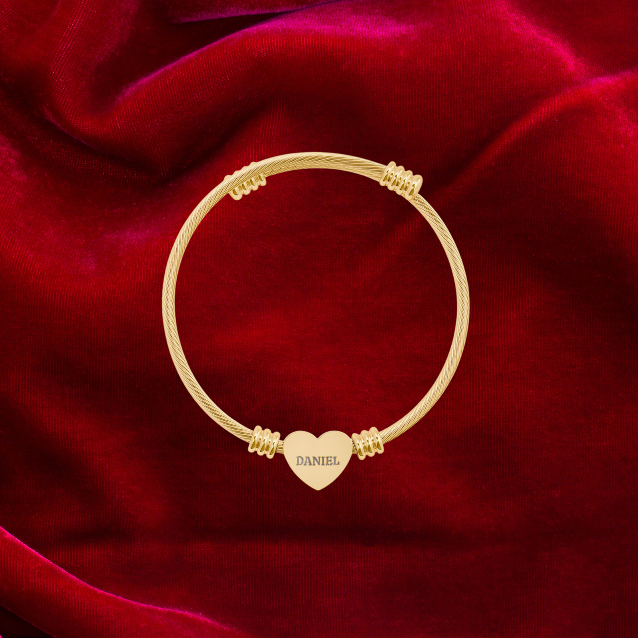 Custom Engraved Stainless Steel Heart Cuff Bracelet | Unique Gift for Parents | Gender-Neutral Design product thumbnail image