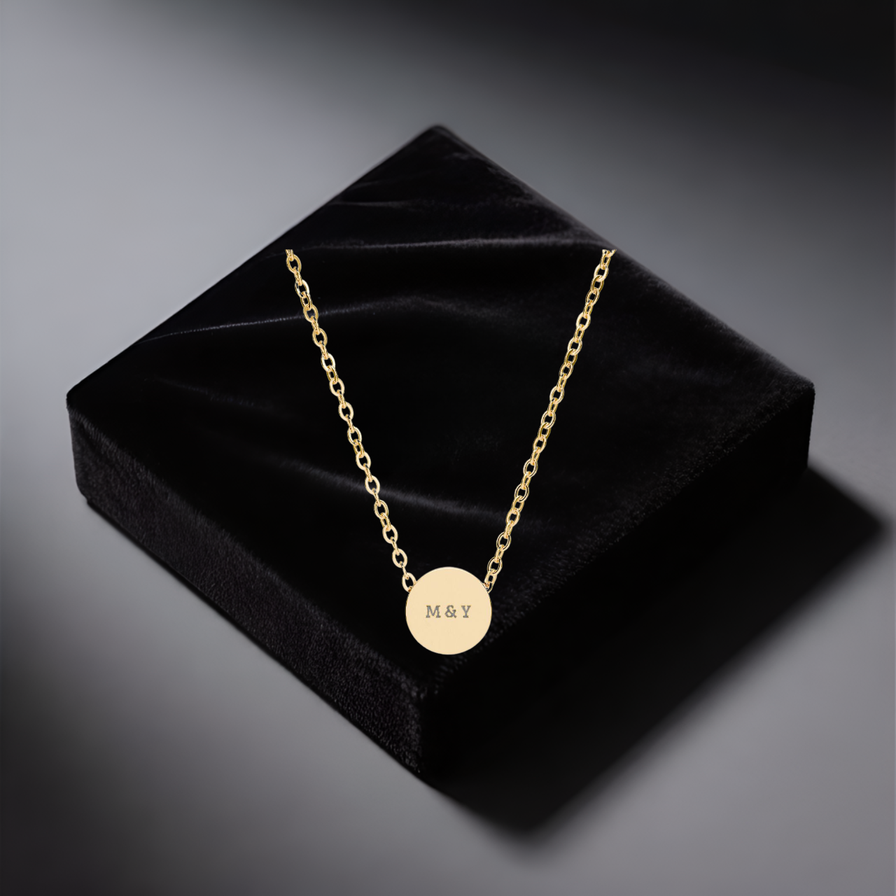 Custom Engraved Circle Pendant Necklace | Silver or Gold Jewelry Gift for Him &amp; Her product thumbnail image