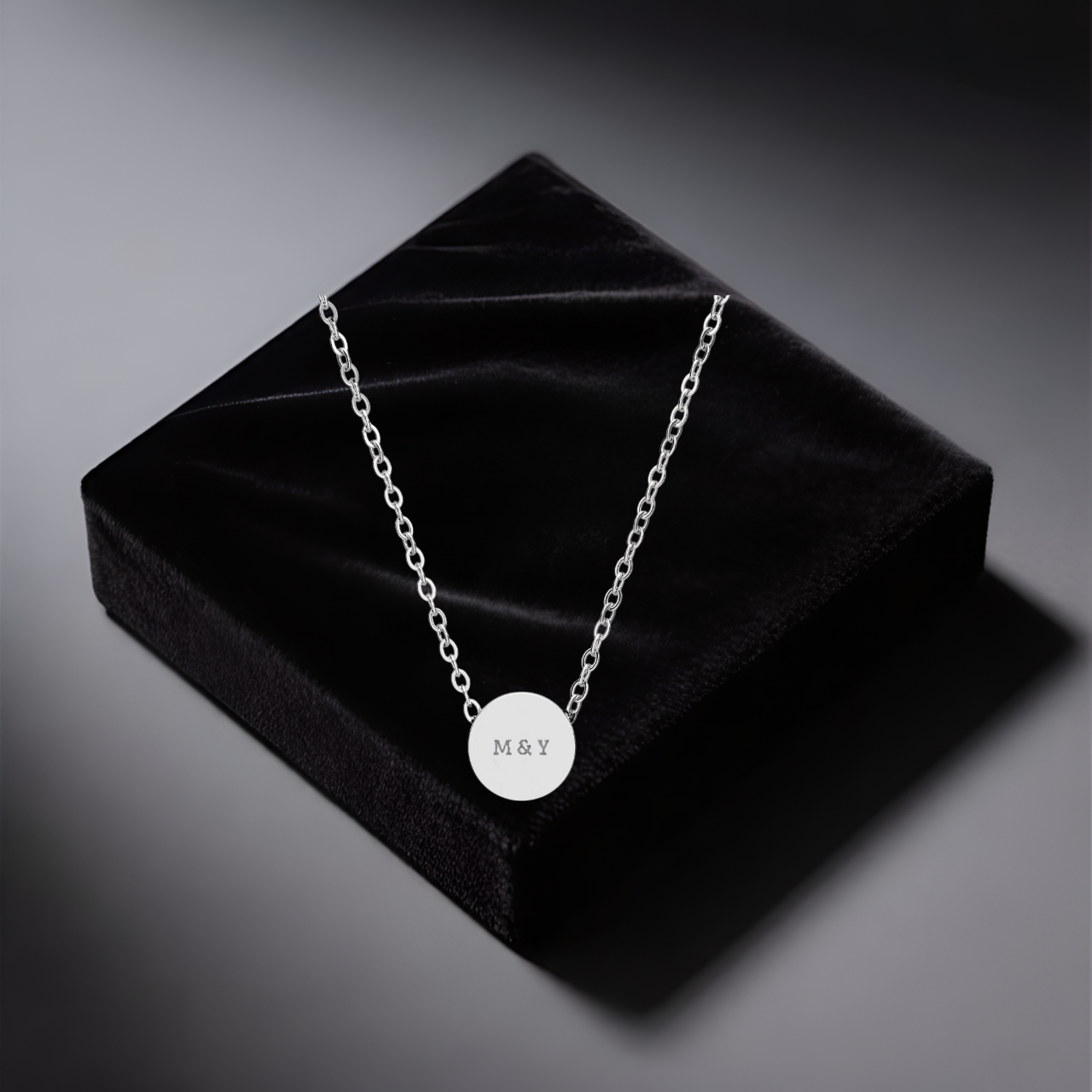 Custom Engraved Circle Pendant Necklace | Silver or Gold Jewelry Gift for Him &amp; Her product thumbnail image