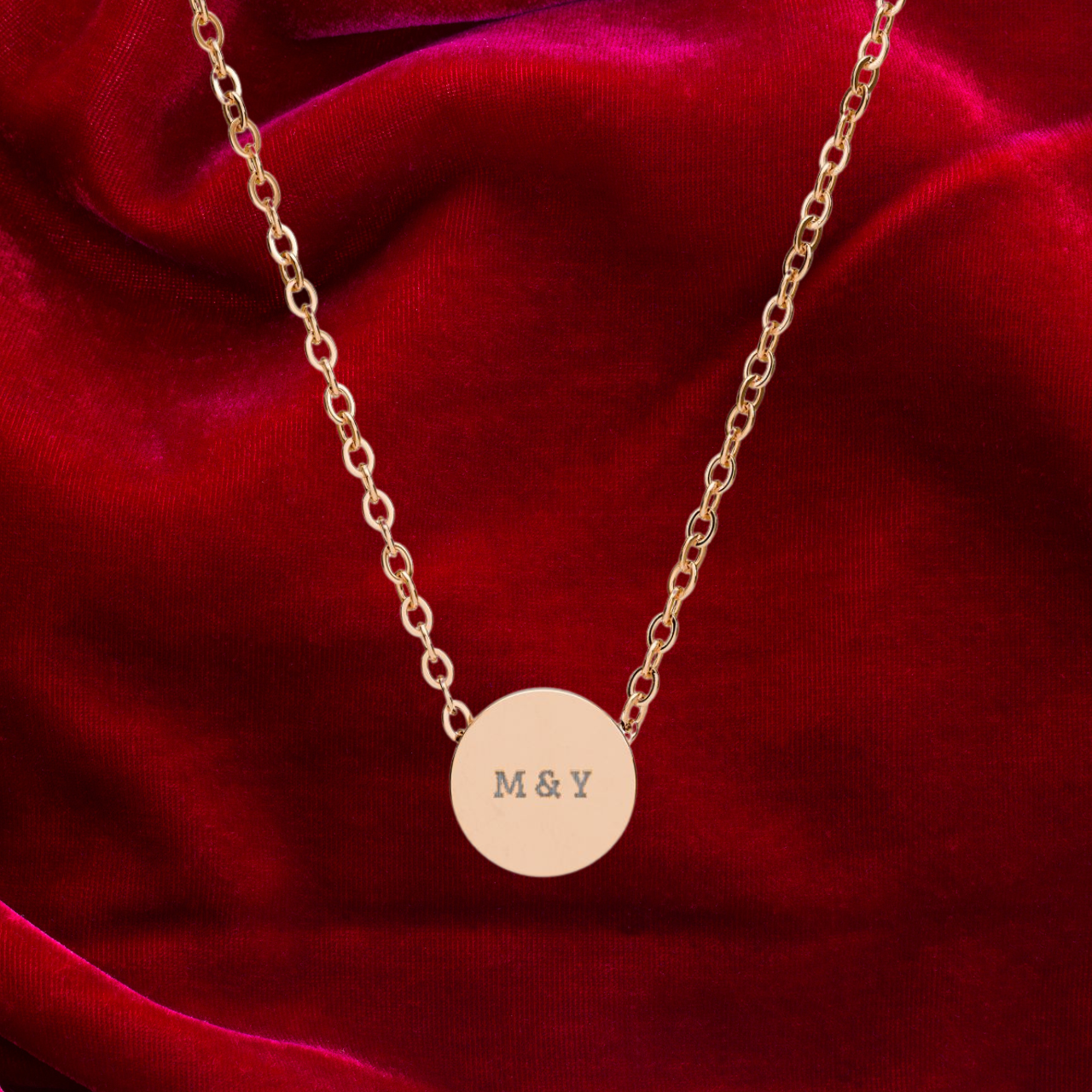 Custom Engraved Circle Pendant Necklace | Silver or Gold Jewelry Gift for Him & Her product thumbnail image Custom Engraved Circle Pendant Necklace | Silver or Gold Jewelry Gift for Him & Her product thumbnail image