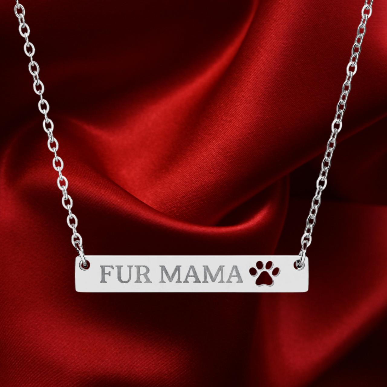 Pet Lover Jewelry | Customized Fur Mama Necklace with Paw Cutout Pendant product thumbnail image Pet Lover Jewelry | Customized Fur Mama Necklace with Paw Cutout Pendant product thumbnail image