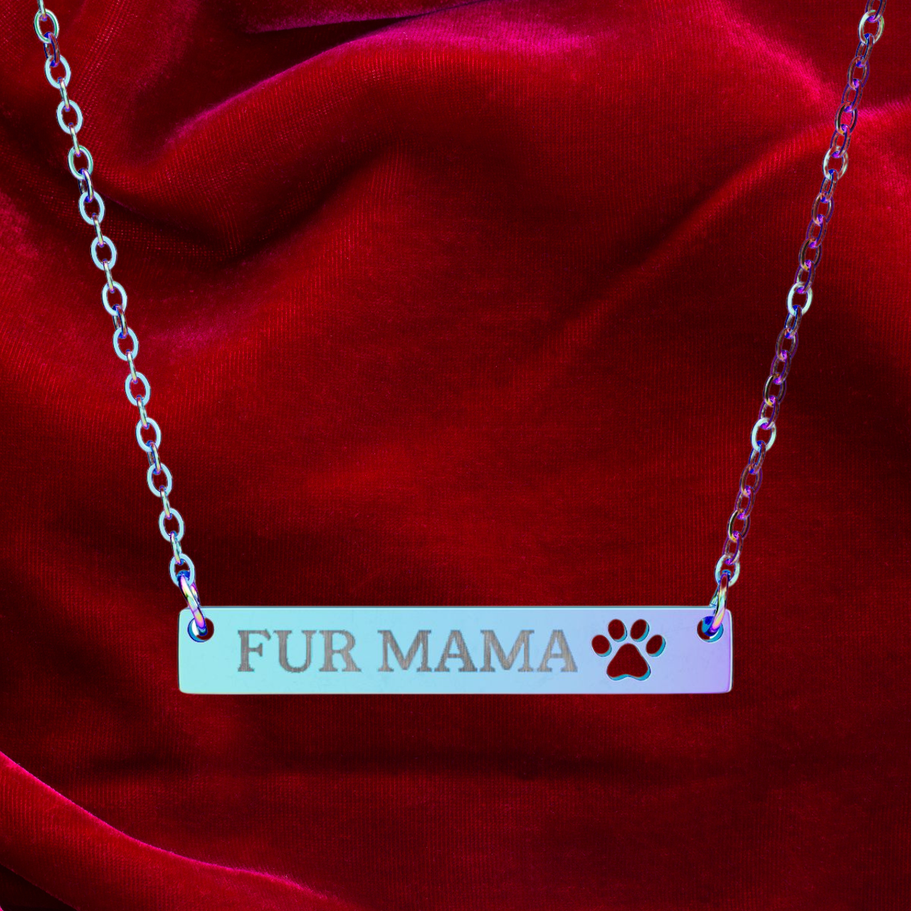 Pet Lover Jewelry | Customized Fur Mama Necklace with Paw Cutout Pendant product thumbnail image