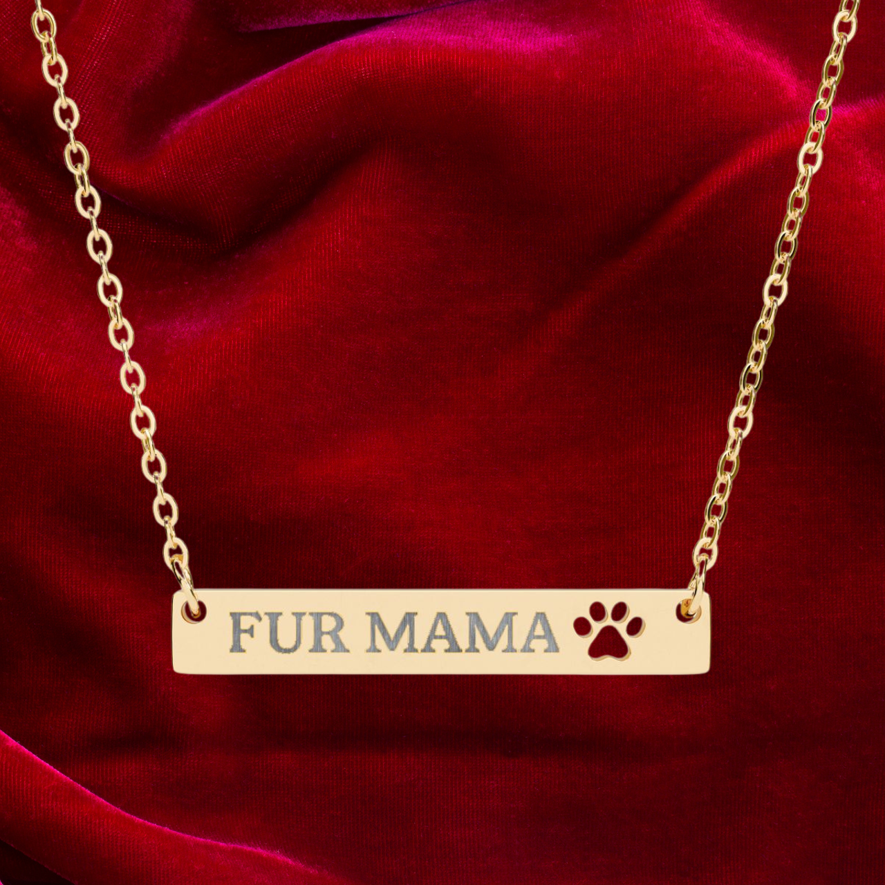 Pet Lover Jewelry | Customized Fur Mama Necklace with Paw Cutout Pendant product thumbnail image