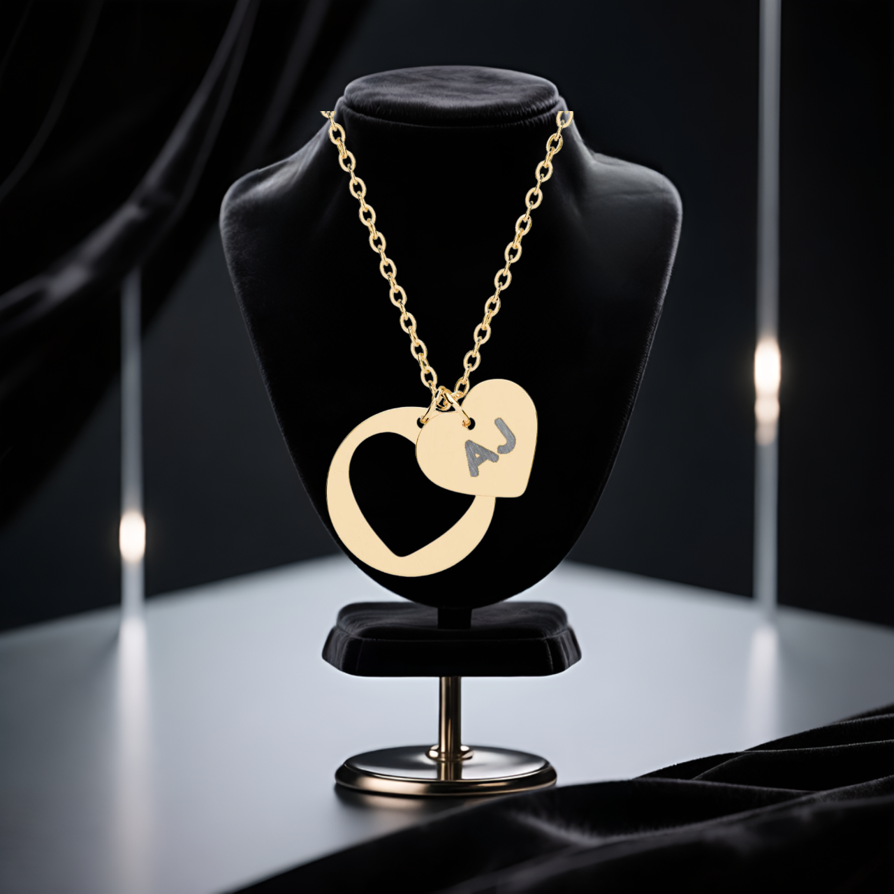 Personalized Engraved Initial Heart Cutout Necklace | Custom Heart Pendant for Him or Her product thumbnail image