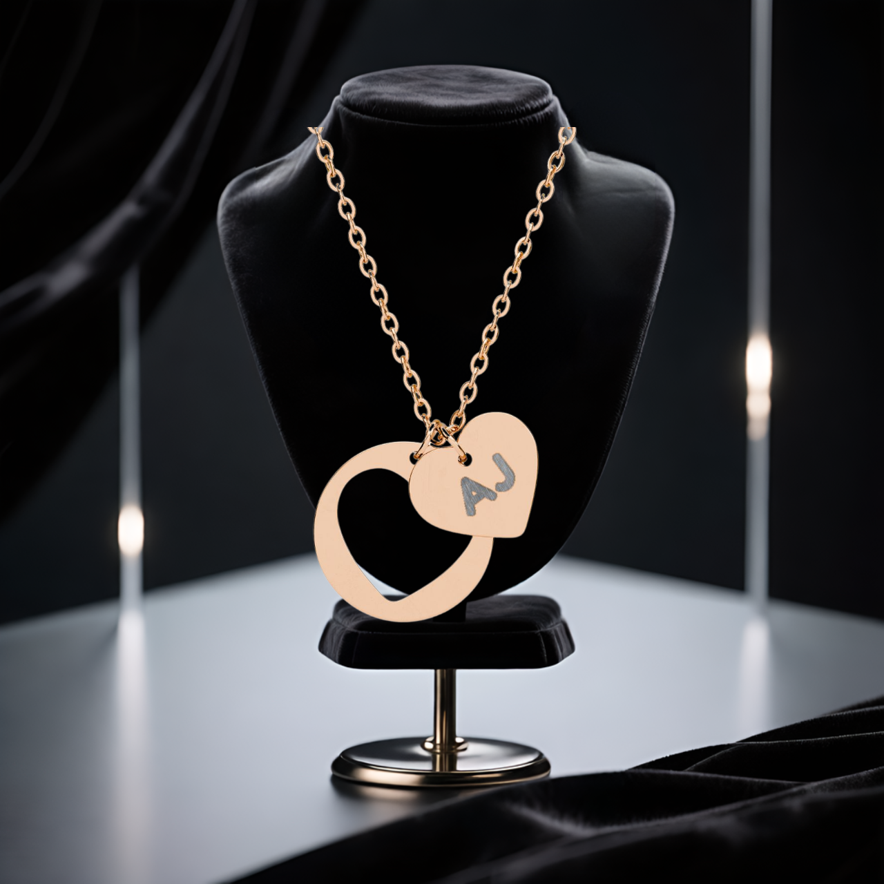 Personalized Engraved Initial Heart Cutout Necklace | Custom Heart Pendant for Him or Her product thumbnail image Personalized Engraved Initial Heart Cutout Necklace | Custom Heart Pendant for Him or Her product thumbnail image