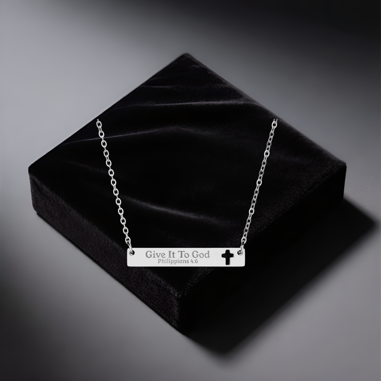 Personalized Cutout Cross Bar Necklace  Glory to God Faith Jewelry | Perfect Gift for Him or Her product thumbnail image