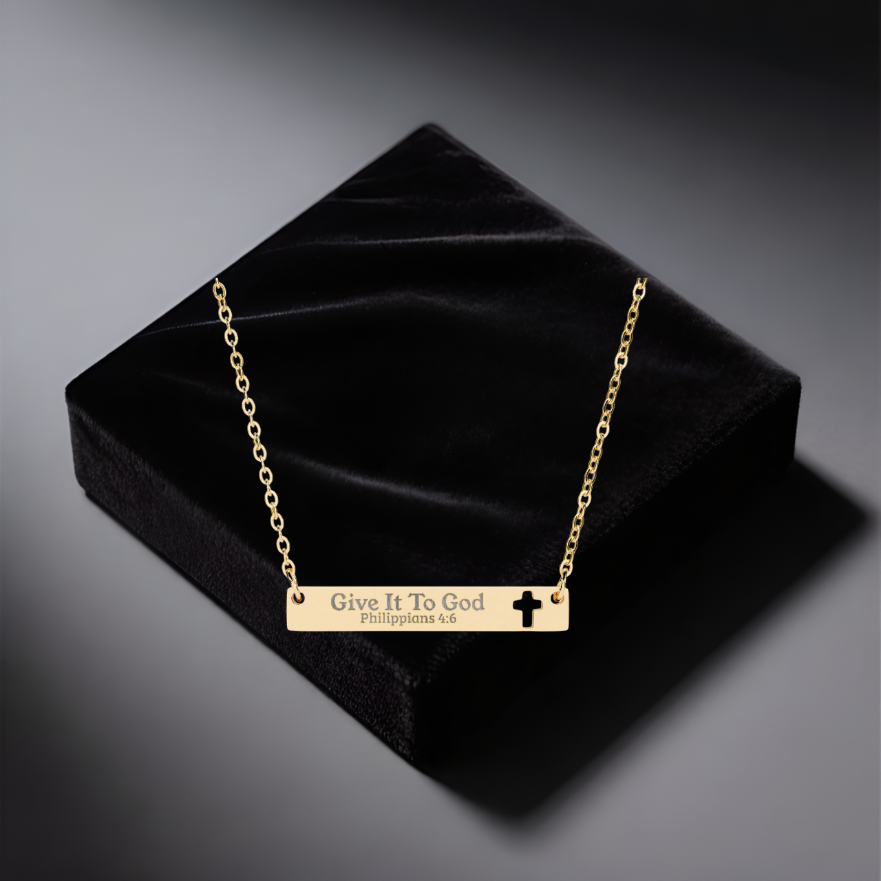 Personalized Cutout Cross Bar Necklace Glory to God Faith Jewelry | Perfect Gift for Him or Her product thumbnail image Personalized Cutout Cross Bar Necklace Glory to God Faith Jewelry | Perfect Gift for Him or Her product thumbnail image