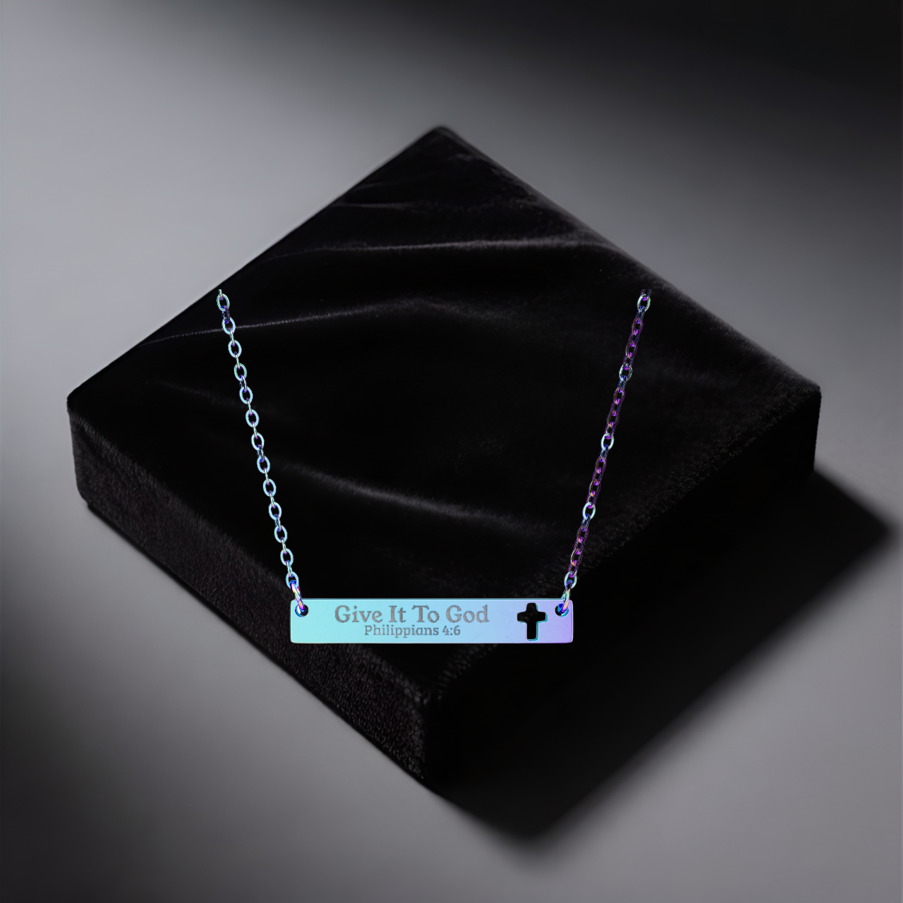 Personalized Cutout Cross Bar Necklace  Glory to God Faith Jewelry | Perfect Gift for Him or Her product thumbnail image