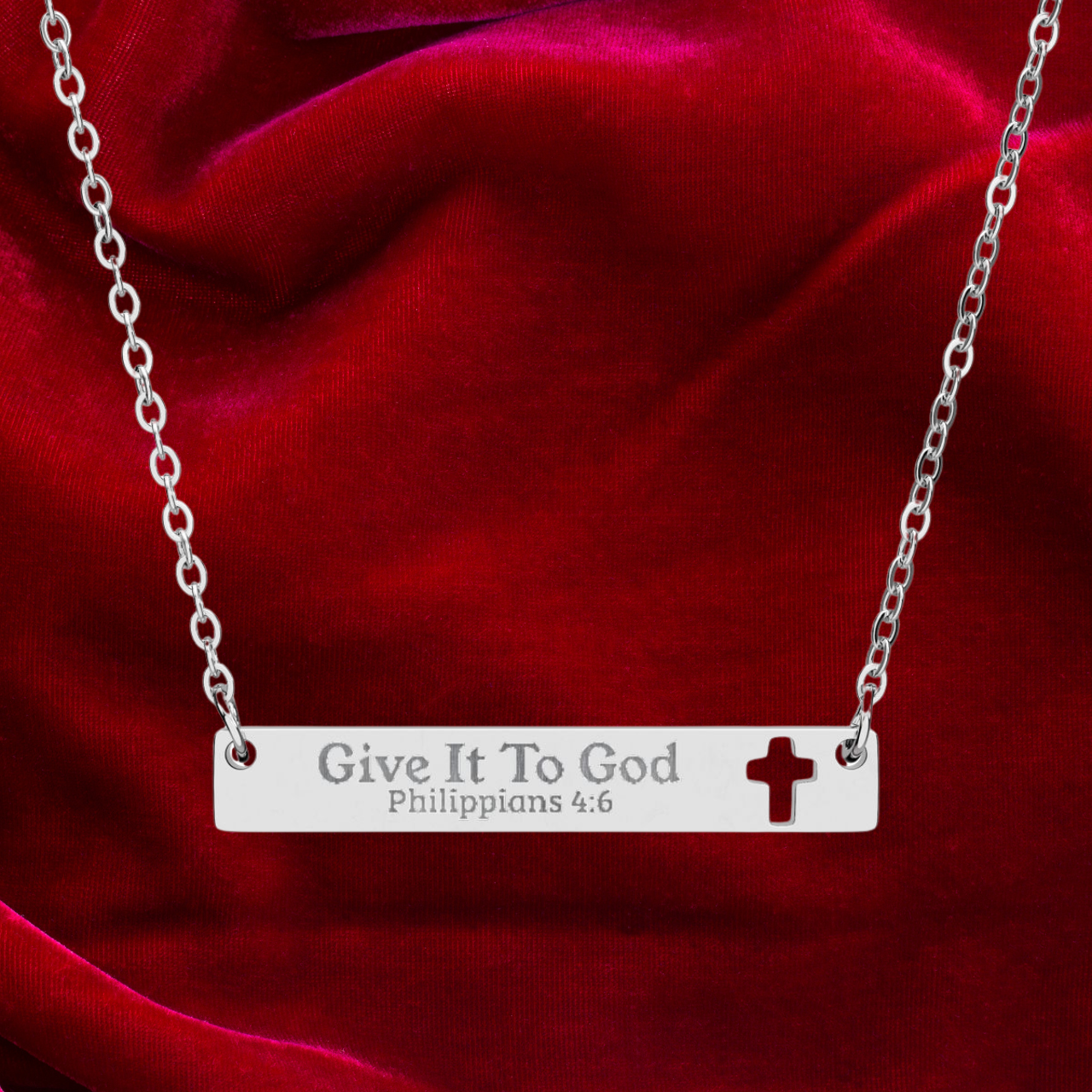 Personalized Cutout Cross Bar Necklace  Glory to God Faith Jewelry | Perfect Gift for Him or Her product thumbnail image