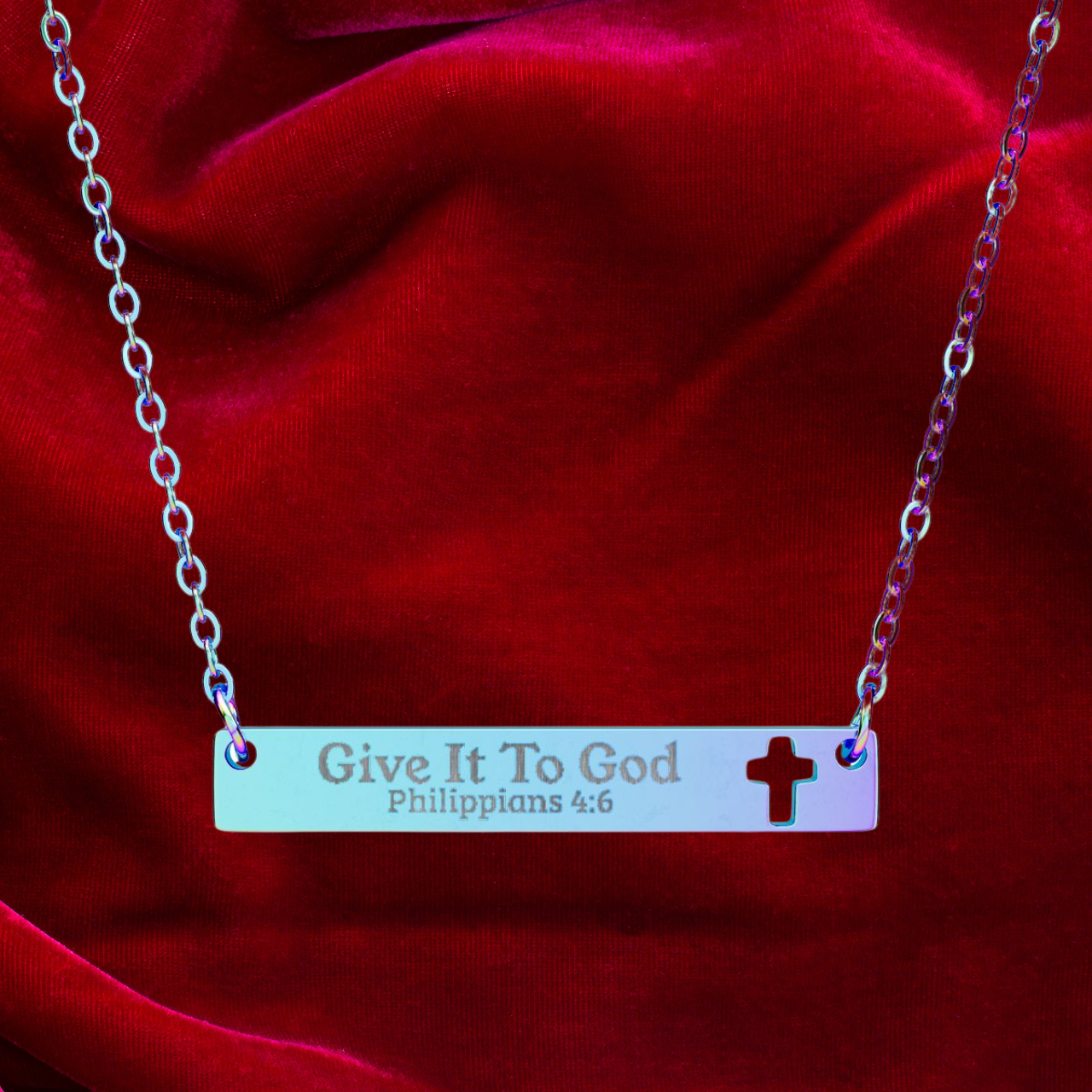 Personalized Cutout Cross Bar Necklace  Glory to God Faith Jewelry | Perfect Gift for Him or Her product thumbnail image