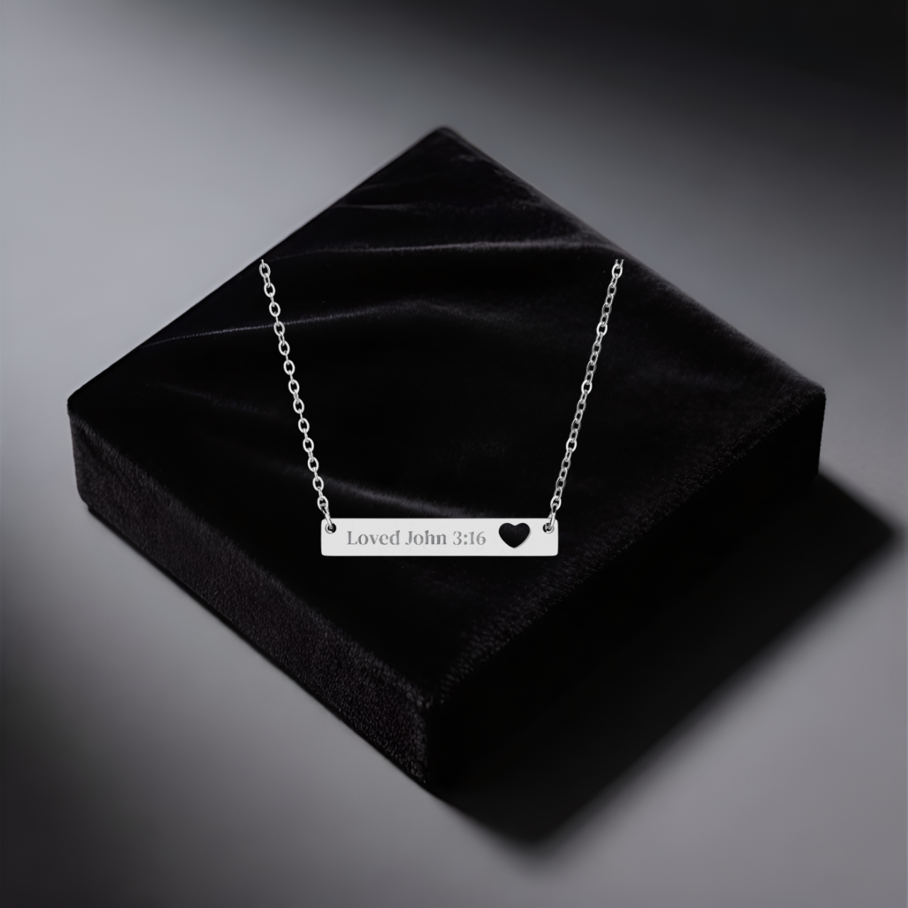 Personalized Engraved Heart Necklace | John 3:16 Scripture Gift for Him &amp; Her product thumbnail image