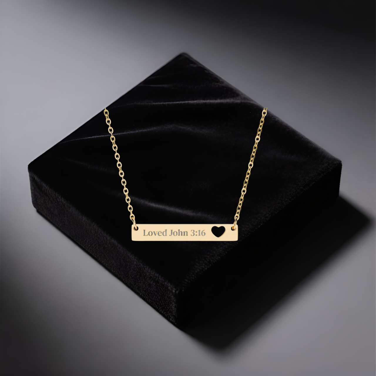 Personalized Engraved Heart Necklace | John 3:16 Scripture Gift for Him &amp; Her product thumbnail image