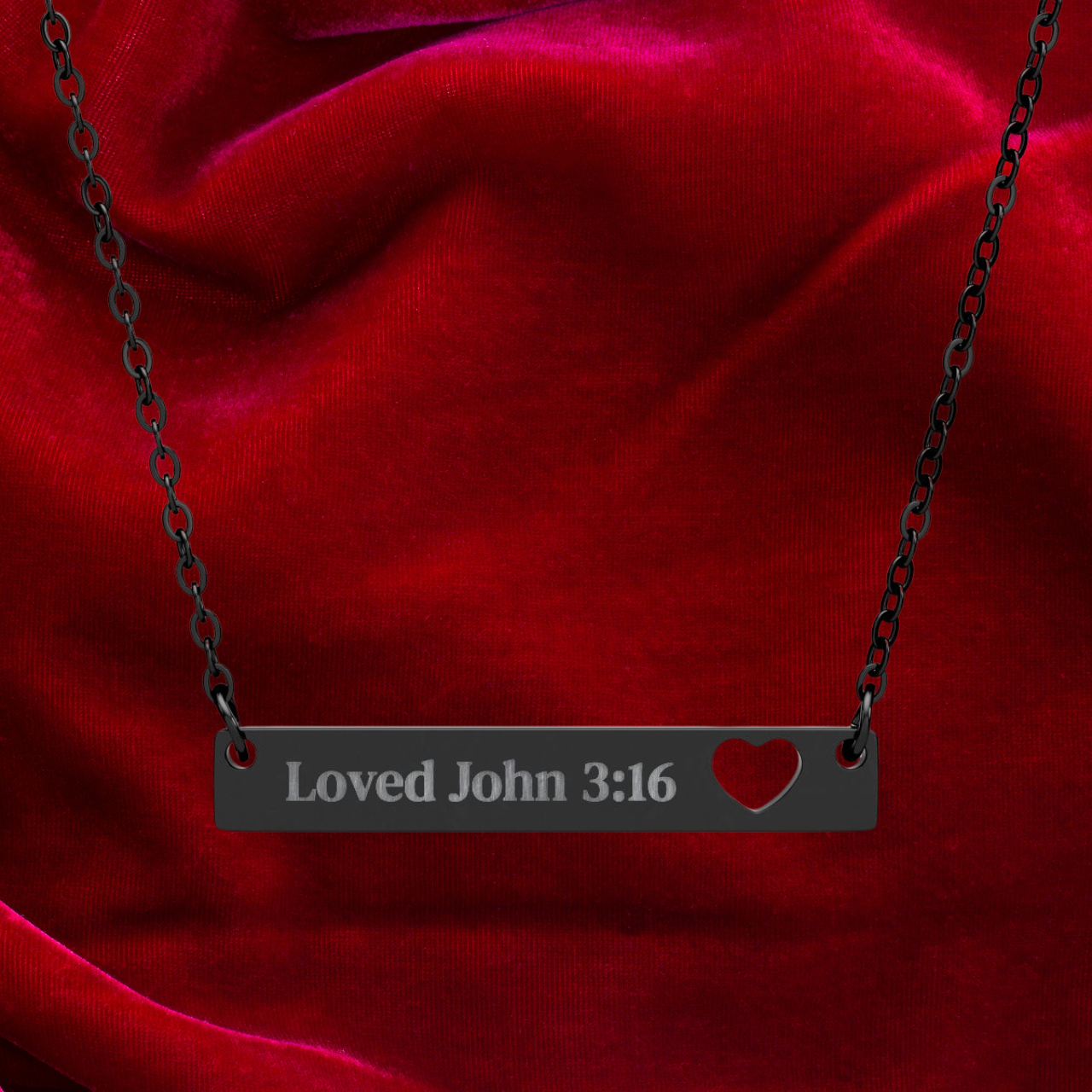 Personalized Engraved Heart Necklace | John 3:16 Scripture Gift for Him &amp; Her product thumbnail image