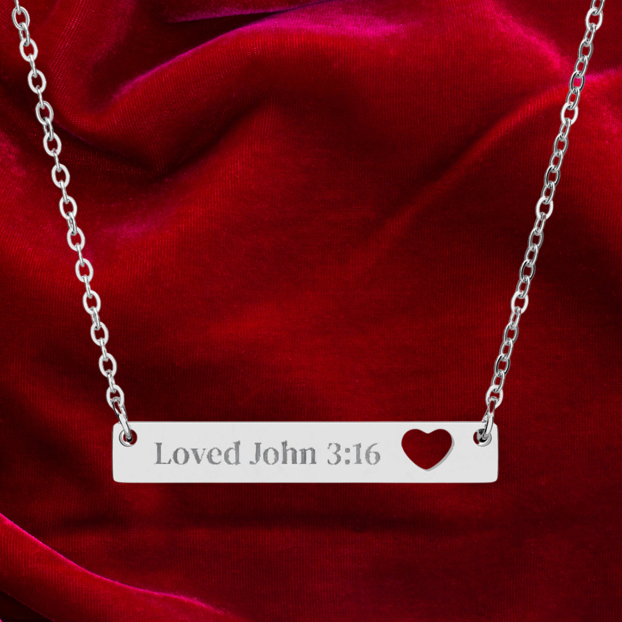 Personalized Engraved Heart Necklace | John 3:16 Scripture Gift for Him &amp; Her product thumbnail image