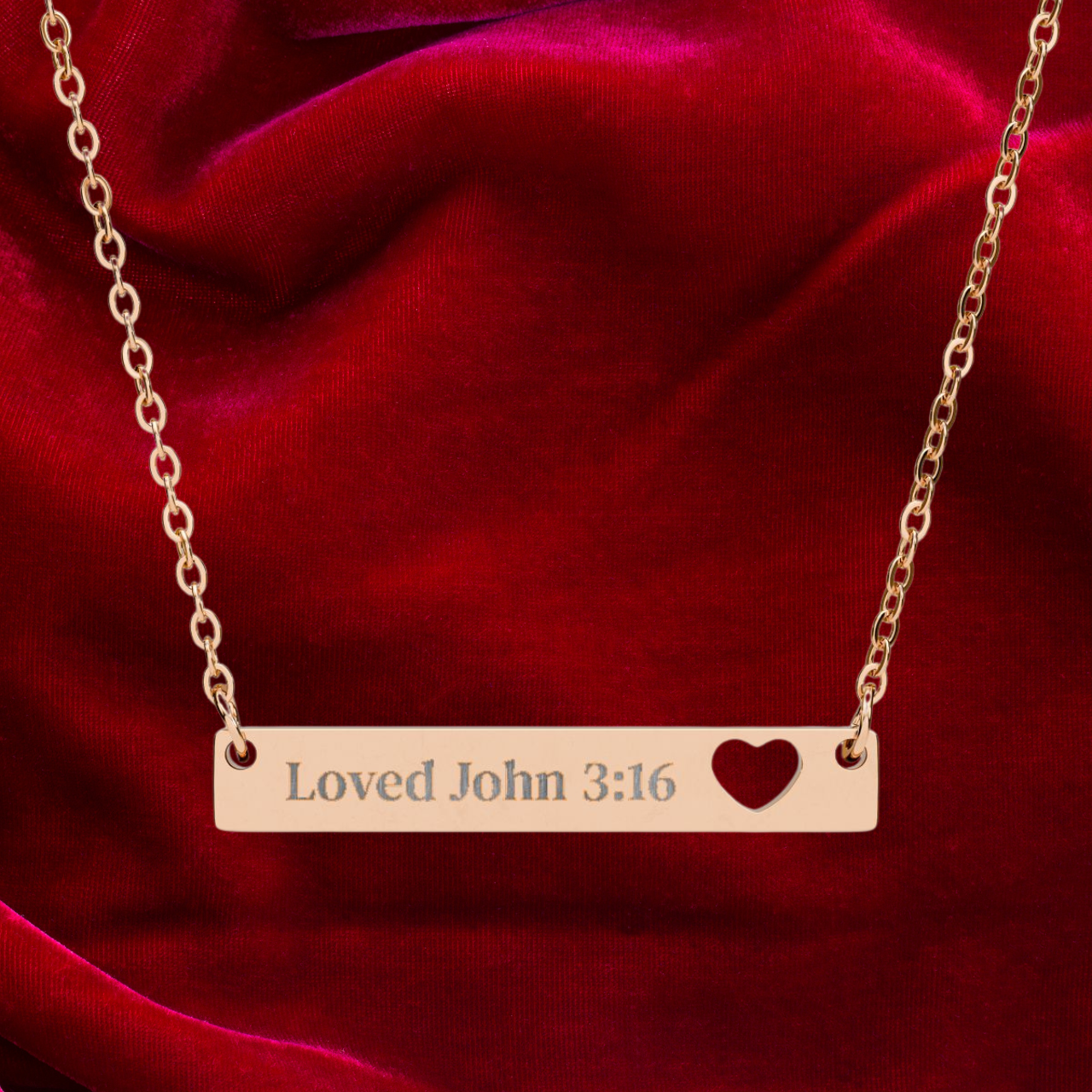 Personalized Engraved Heart Necklace | John 3:16 Scripture Gift for Him &amp; Her product thumbnail image