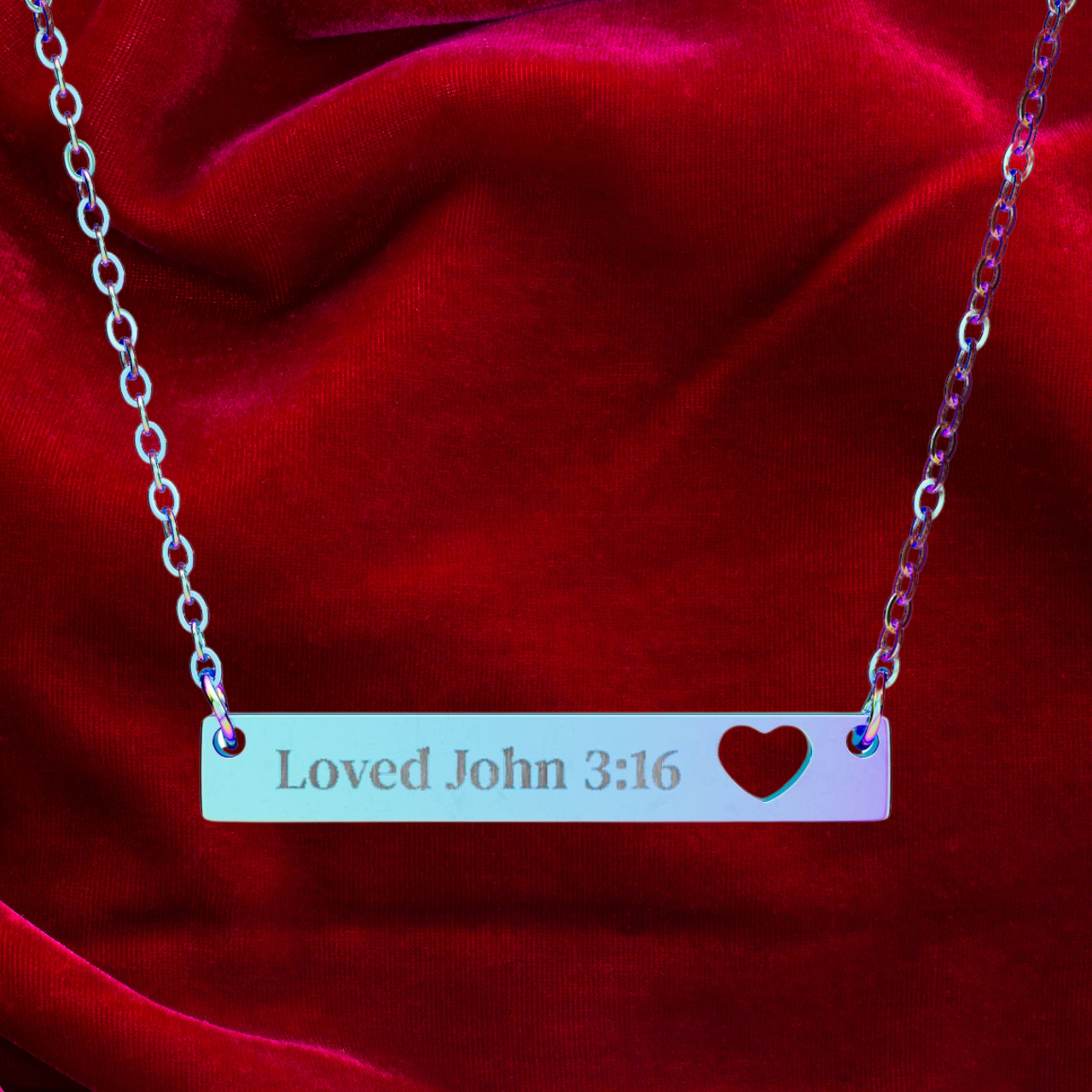 Personalized Engraved Heart Necklace | John 3:16 Scripture Gift for Him & Her product thumbnail image Personalized Engraved Heart Necklace | John 3:16 Scripture Gift for Him & Her product thumbnail image