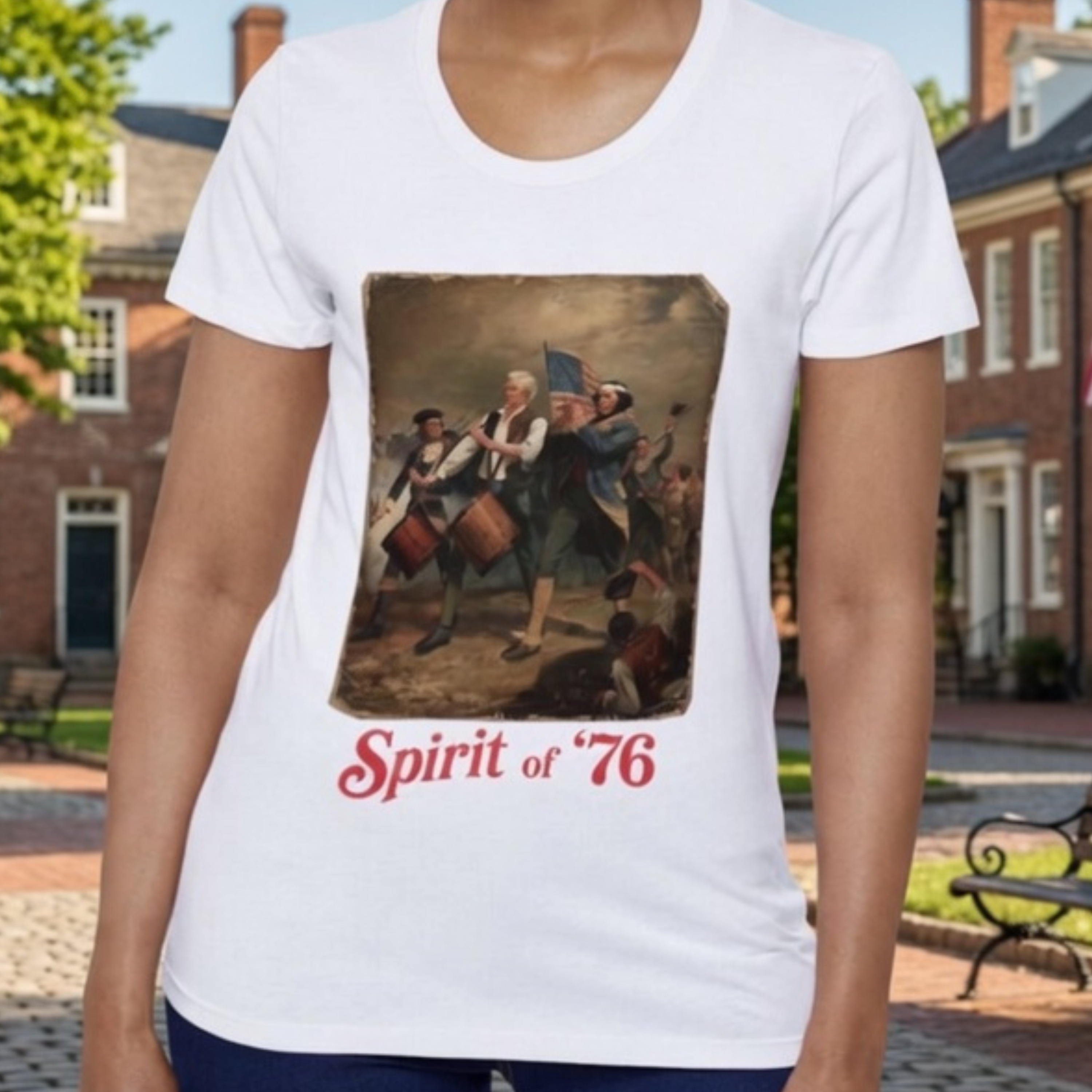 Spirit of '76 Women's Tee (red) - Patriotic Fourth of July Shirt 'I'm a Yankee Doodle Dandy' - USA 250, 1776-2026 product thumbnail image Spirit of '76 Women's Tee (red) - Patriotic Fourth of July Shirt 'I'm a Yankee Doodle Dandy' - USA 250, 1776-2026 product thumbnail image