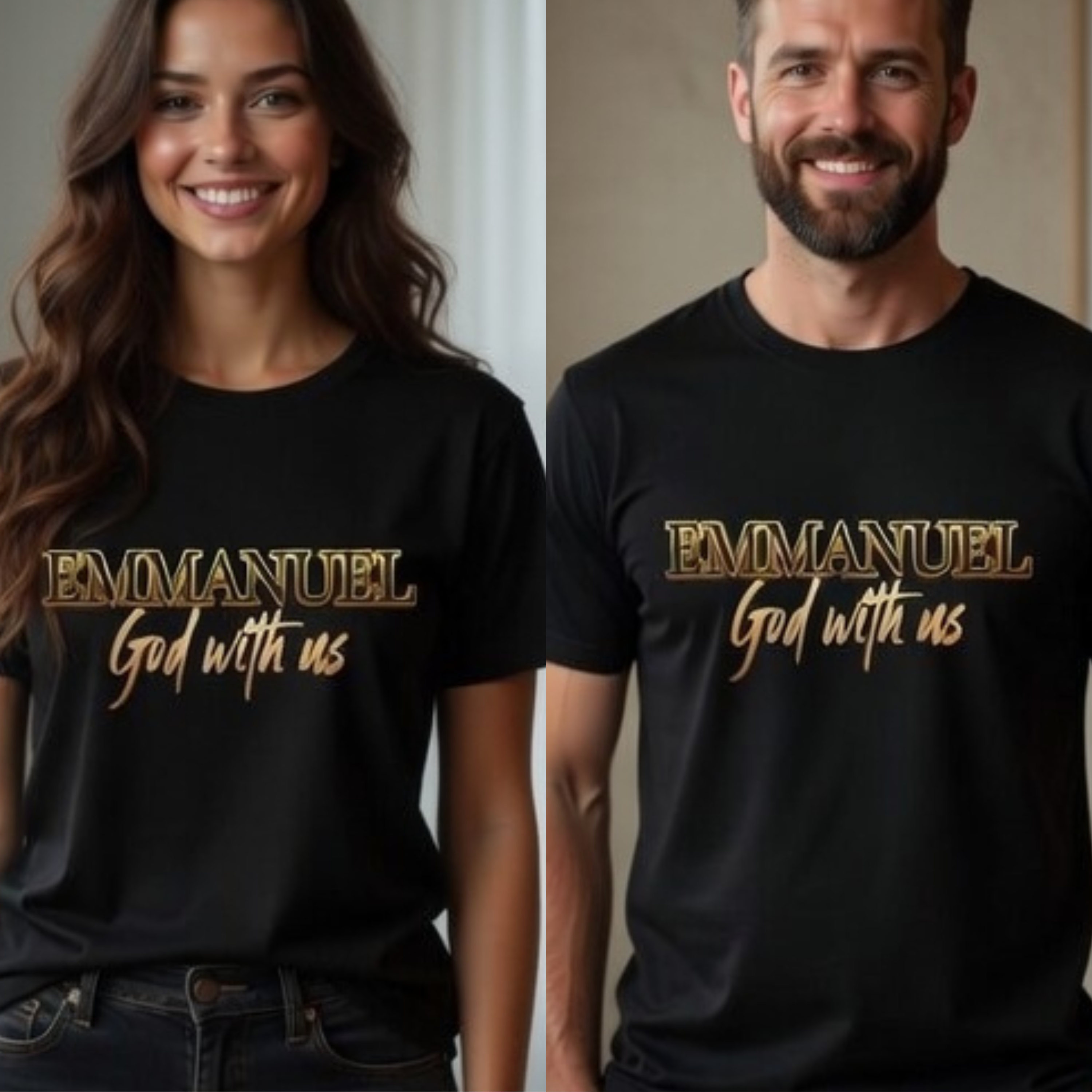 Emmanuel "God with us" Name of God  Unisex T-Shirt | Gold Script product thumbnail image