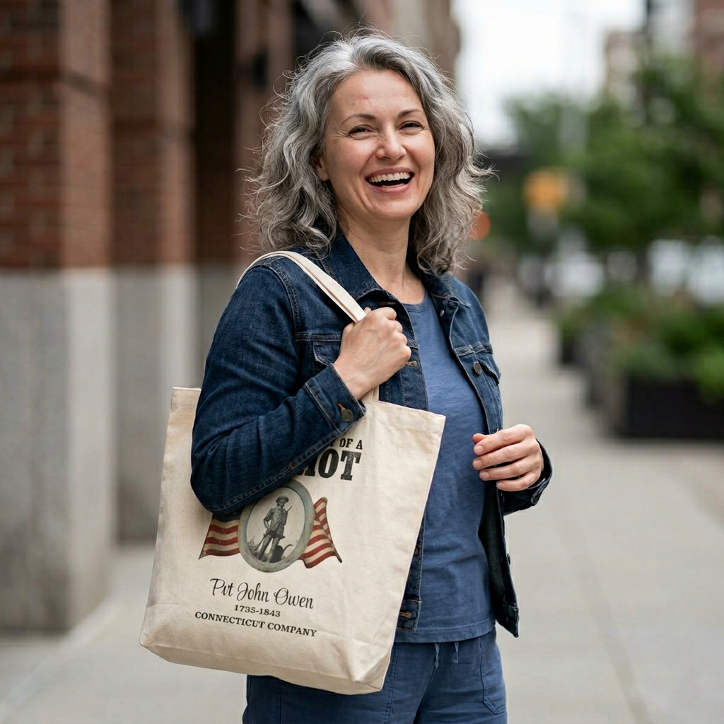 Patriot Descendant Cotton Tote Bag – Vintage Revolutionary War Tribute product thumbnail image Patriot Descendant Cotton Tote Bag – Vintage Revolutionary War Tribute product thumbnail image