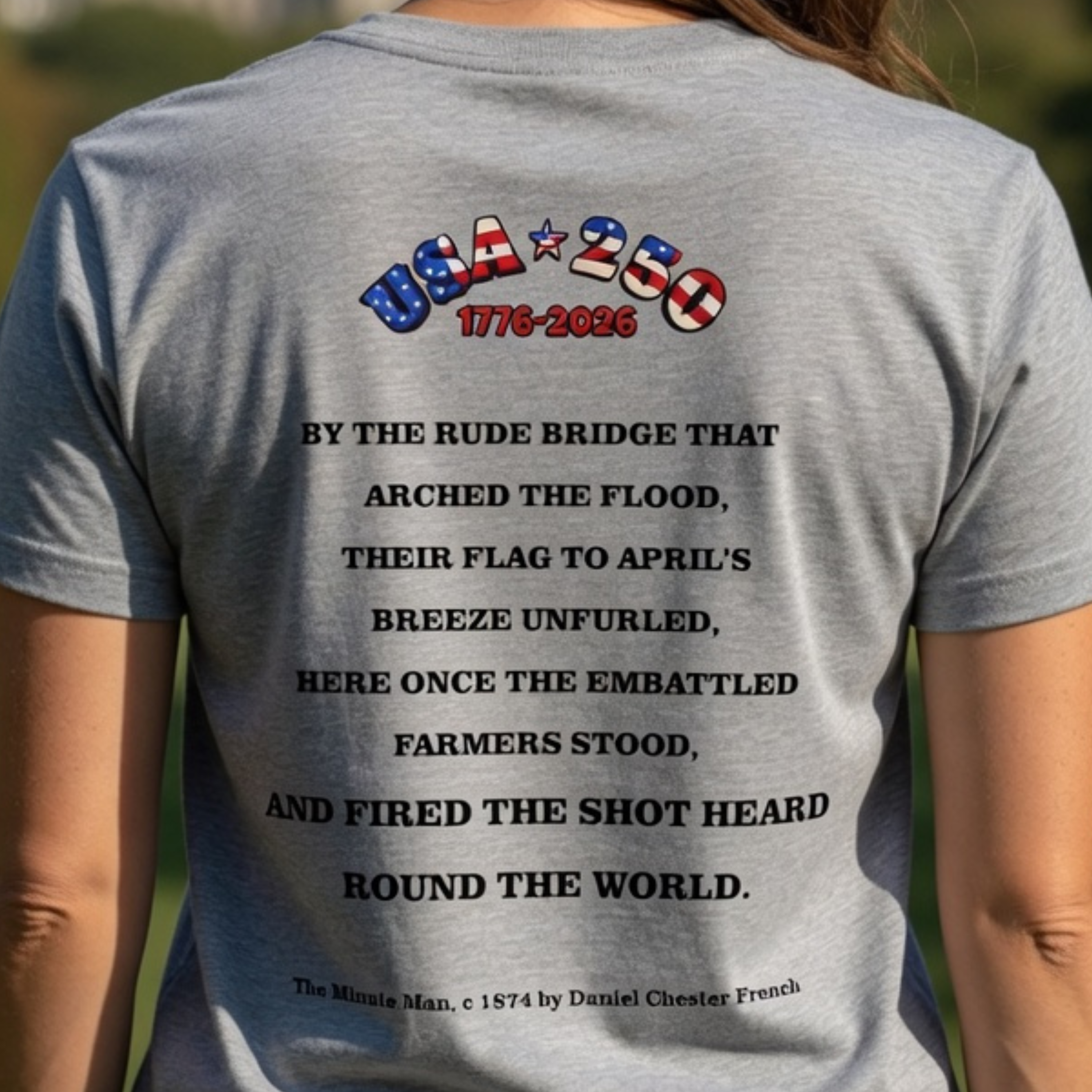 Descendant of a Patriot V-Neck T-Shirt | Vintage Minute Man Statue, Betsy Ross Flag, Personalize product thumbnail image