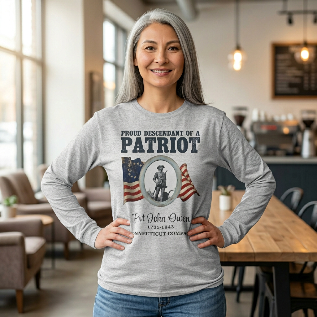 Patriot Ancestor Unisex Long Sleeve T-Shirt - "Proud Descendant of a Patriot" Historical Tribute Shirt product thumbnail image Patriot Ancestor Unisex Long Sleeve T-Shirt - "Proud Descendant of a Patriot" Historical Tribute Shirt product thumbnail image