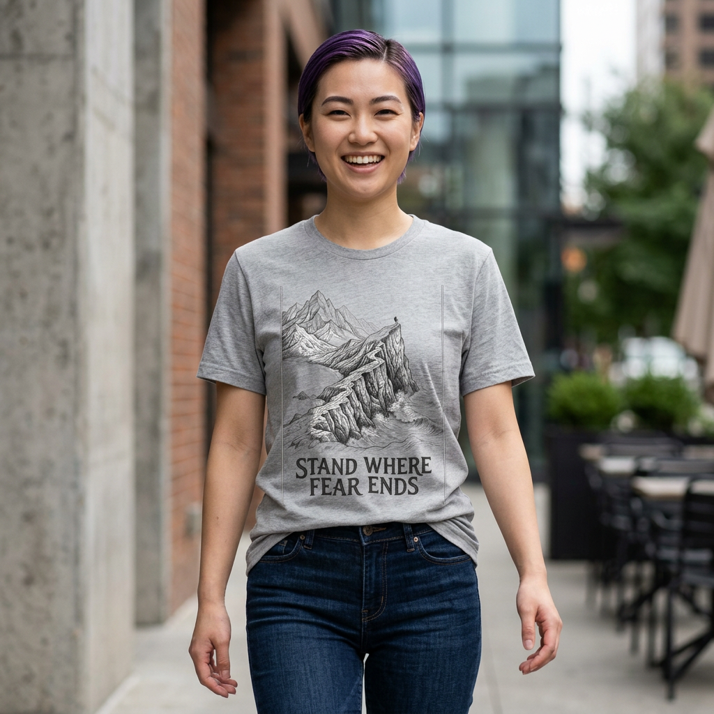 "STAND WHERE FEAR ENDS" Graphic T-Shirt — Inspirational Quote Tee product thumbnail image