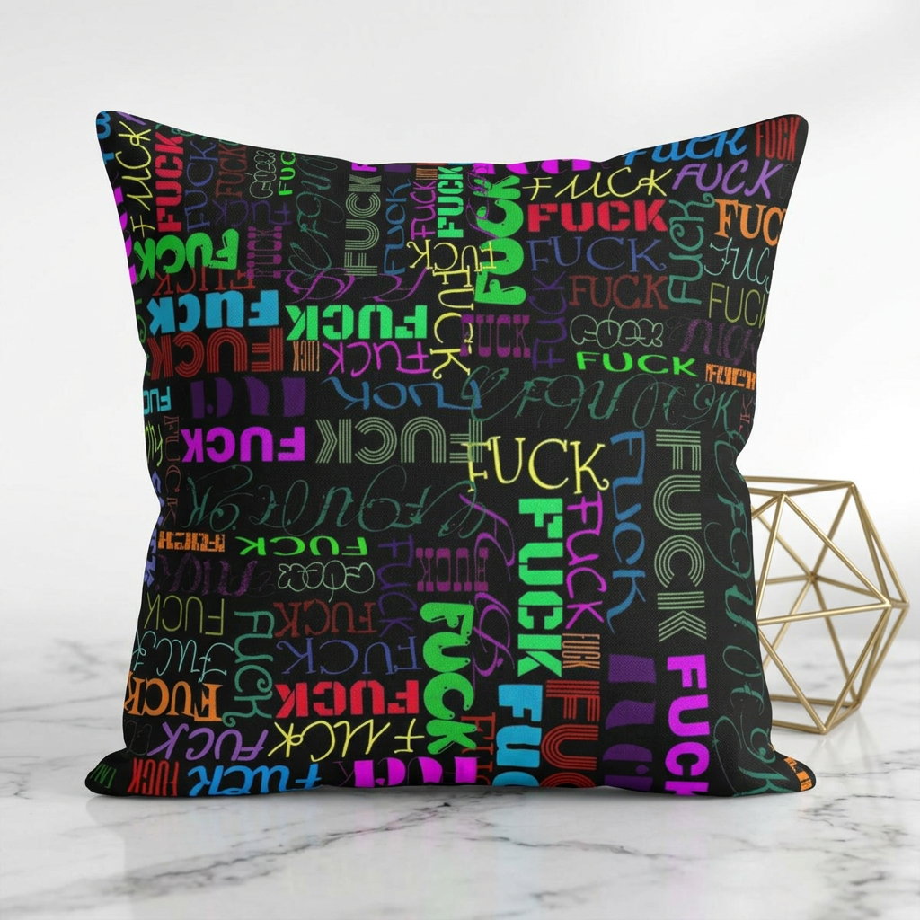 Bold Rainbow Profanity Cotton Comforter — Colorful 'FUCK' Word Pattern Comforter product thumbnail image
