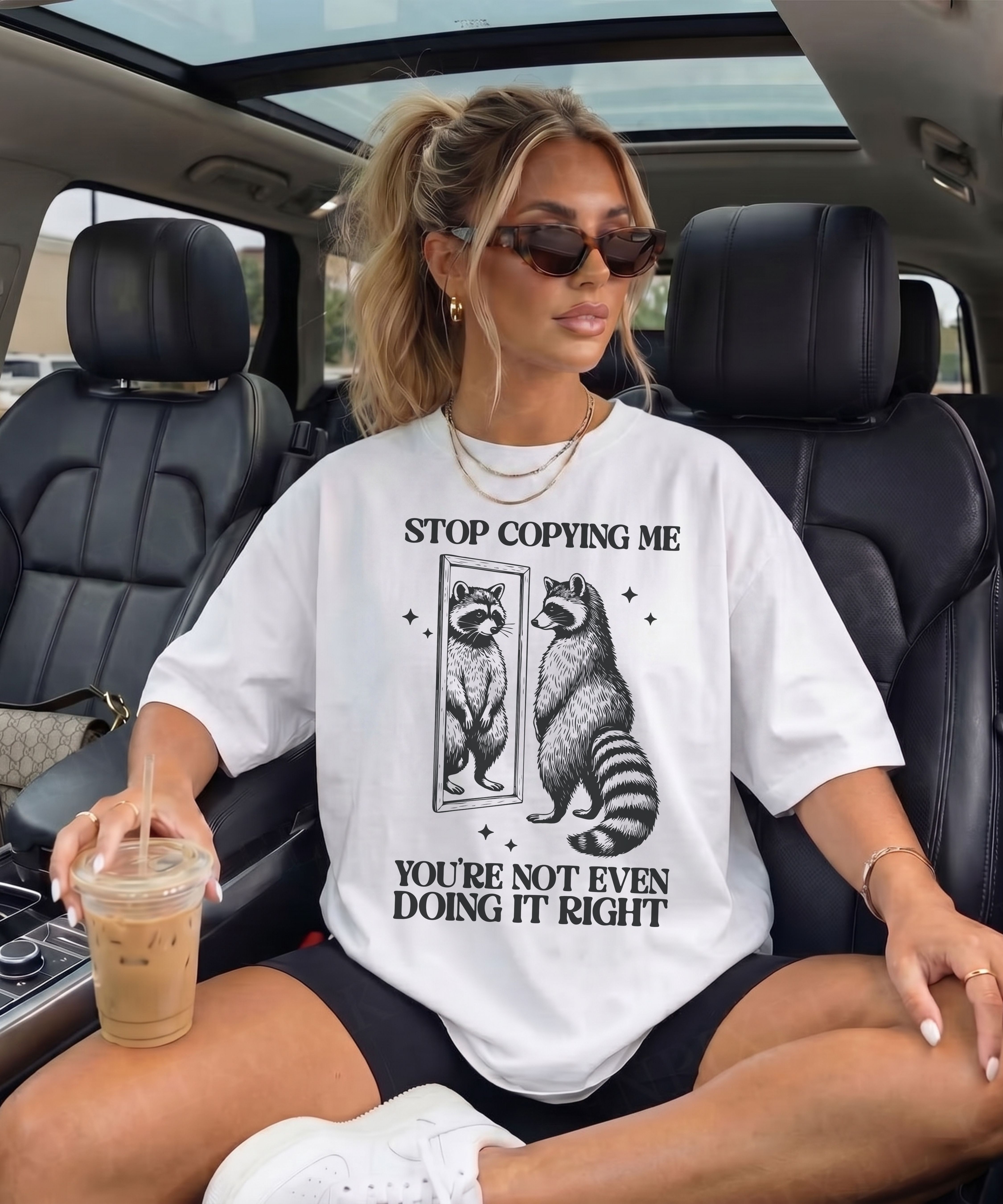 Stop Copying Me Raccoon T-Shirt Comfort Colors Short Sleeve Funny Mirror Quote Tee product thumbnail image Stop Copying Me Raccoon T-Shirt Comfort Colors Short Sleeve Funny Mirror Quote Tee product thumbnail image