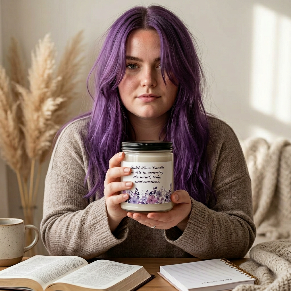 Quiet Time Candle Glass Jar 9oz 9 scented made to assist you in your time to relax and reset the mind body and emotions, Birthday Present. product thumbnail image