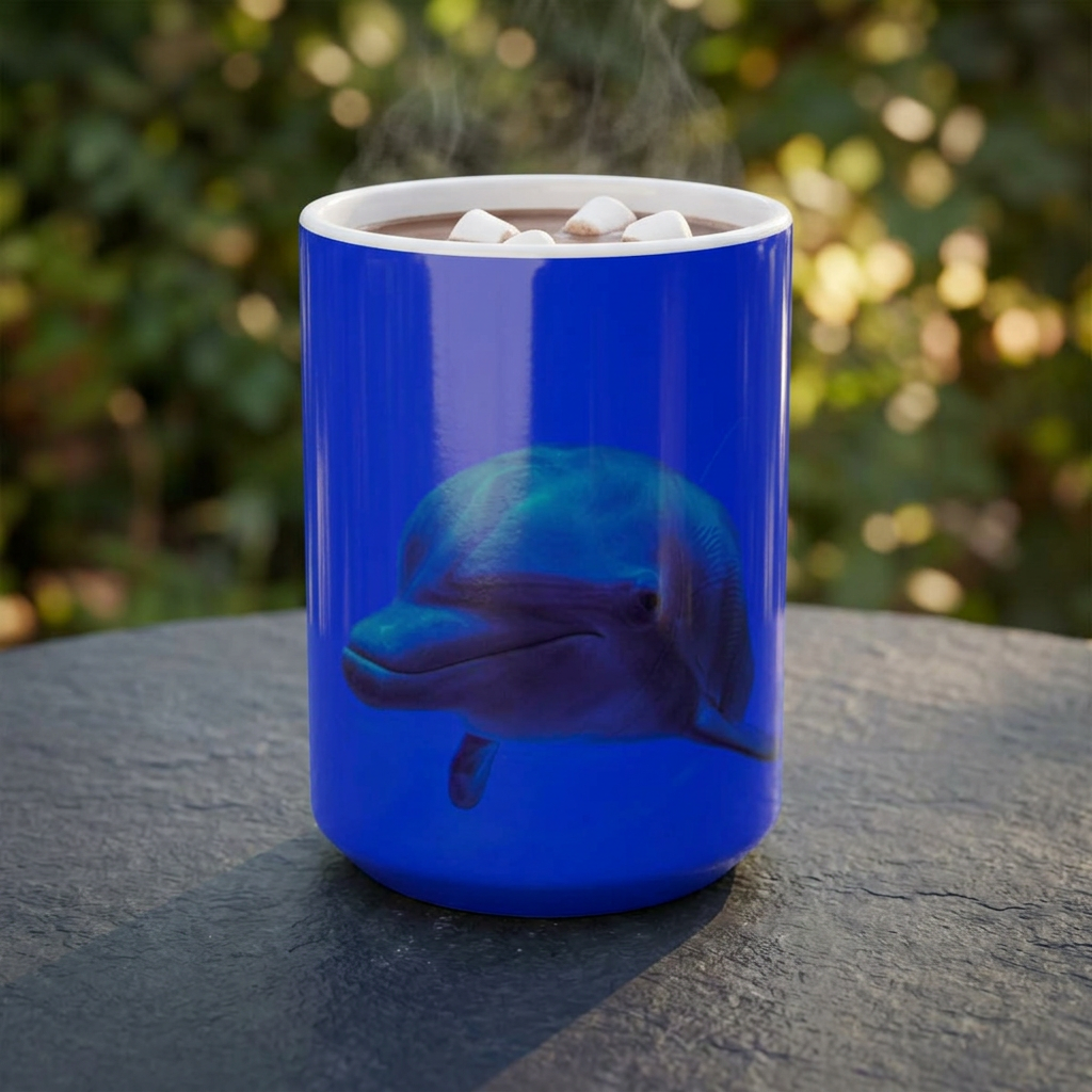 Blue Dolphin Ceramic Mug - Ocean Lover's Coffee Cup (11oz, 15oz) product thumbnail image