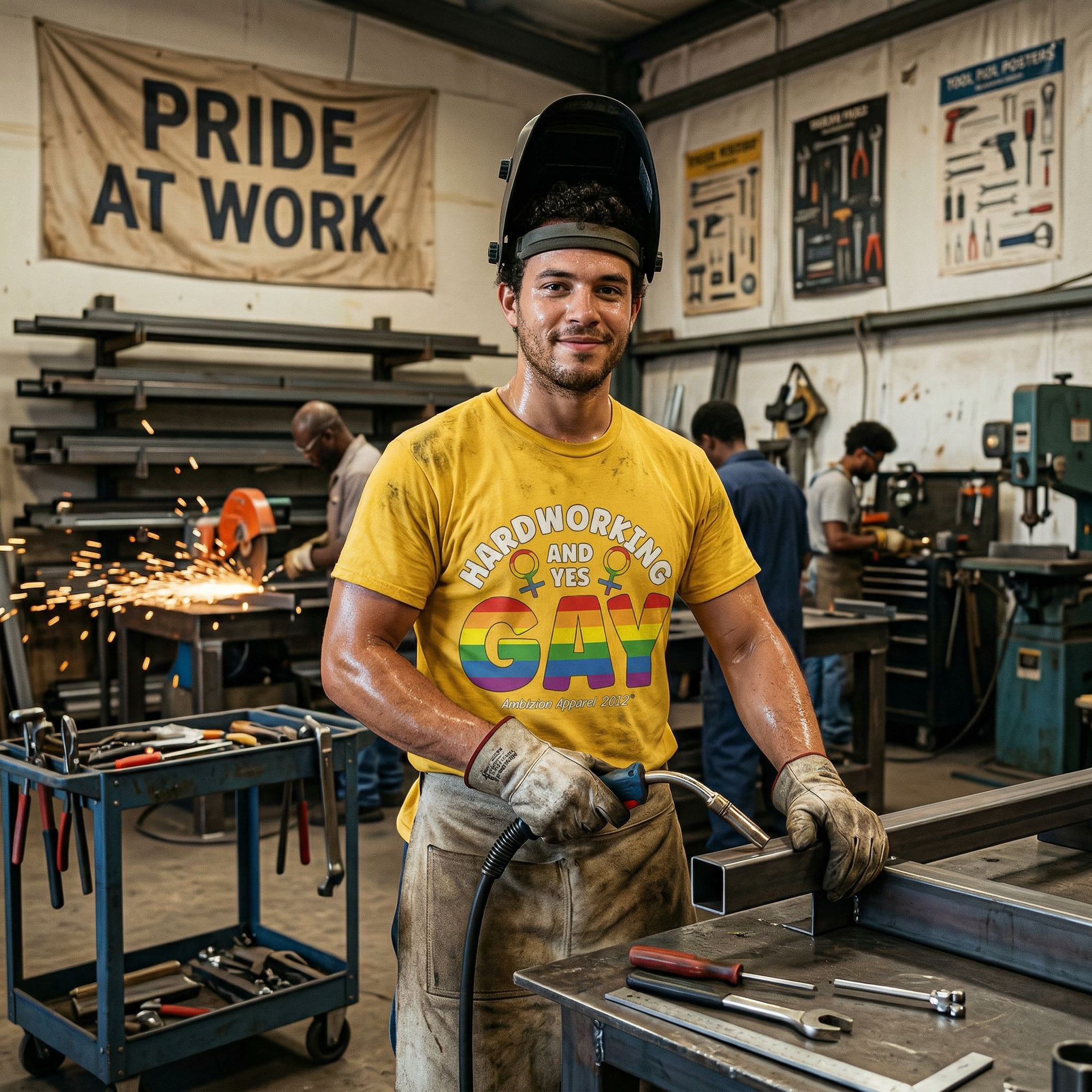 Hardworking and Gay Softstyle T-Shirt (LGBTQ)