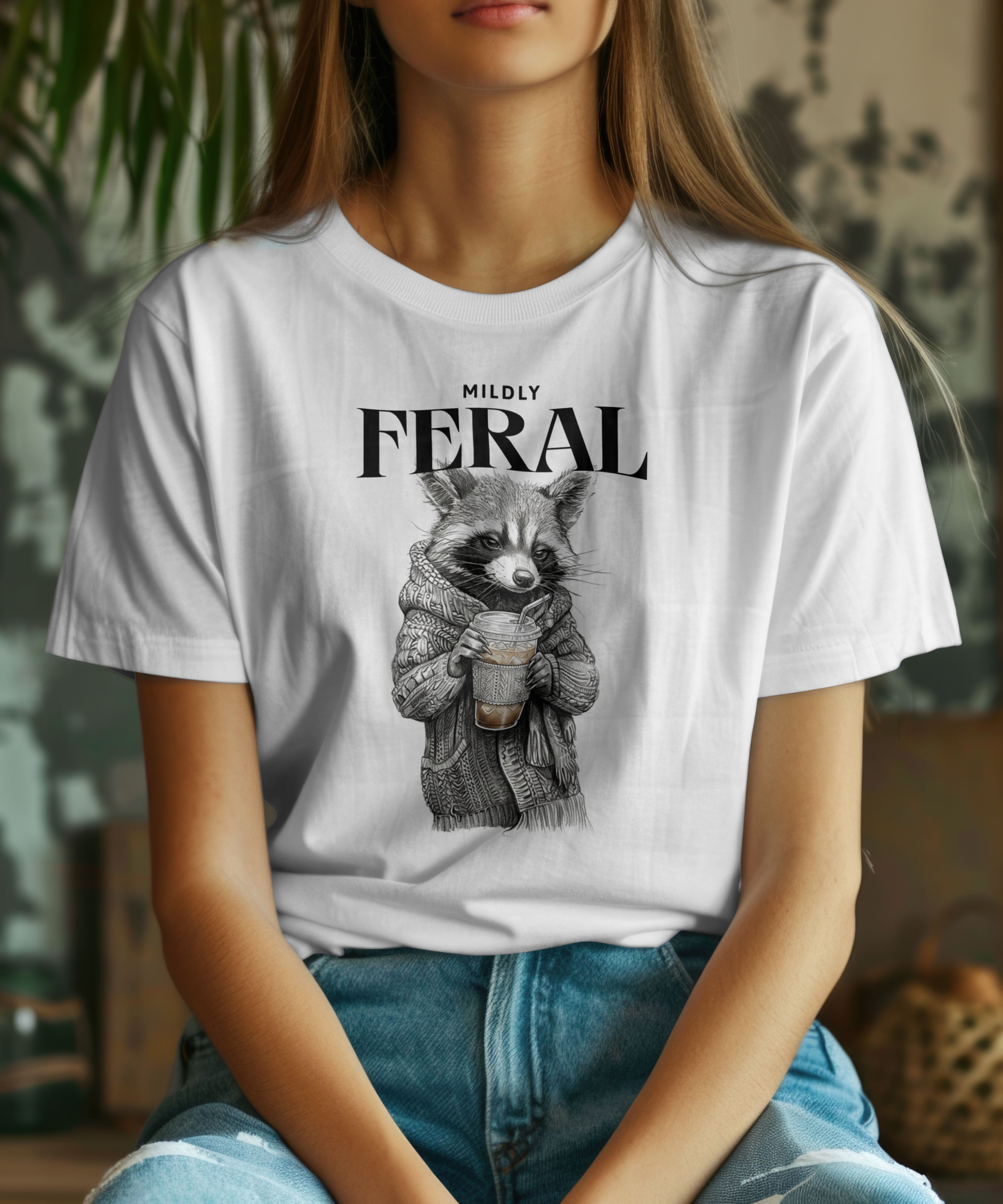 Mildly Feral Raccoon Graphic T-Shirt Comfort Colors Sarcastic Shirt