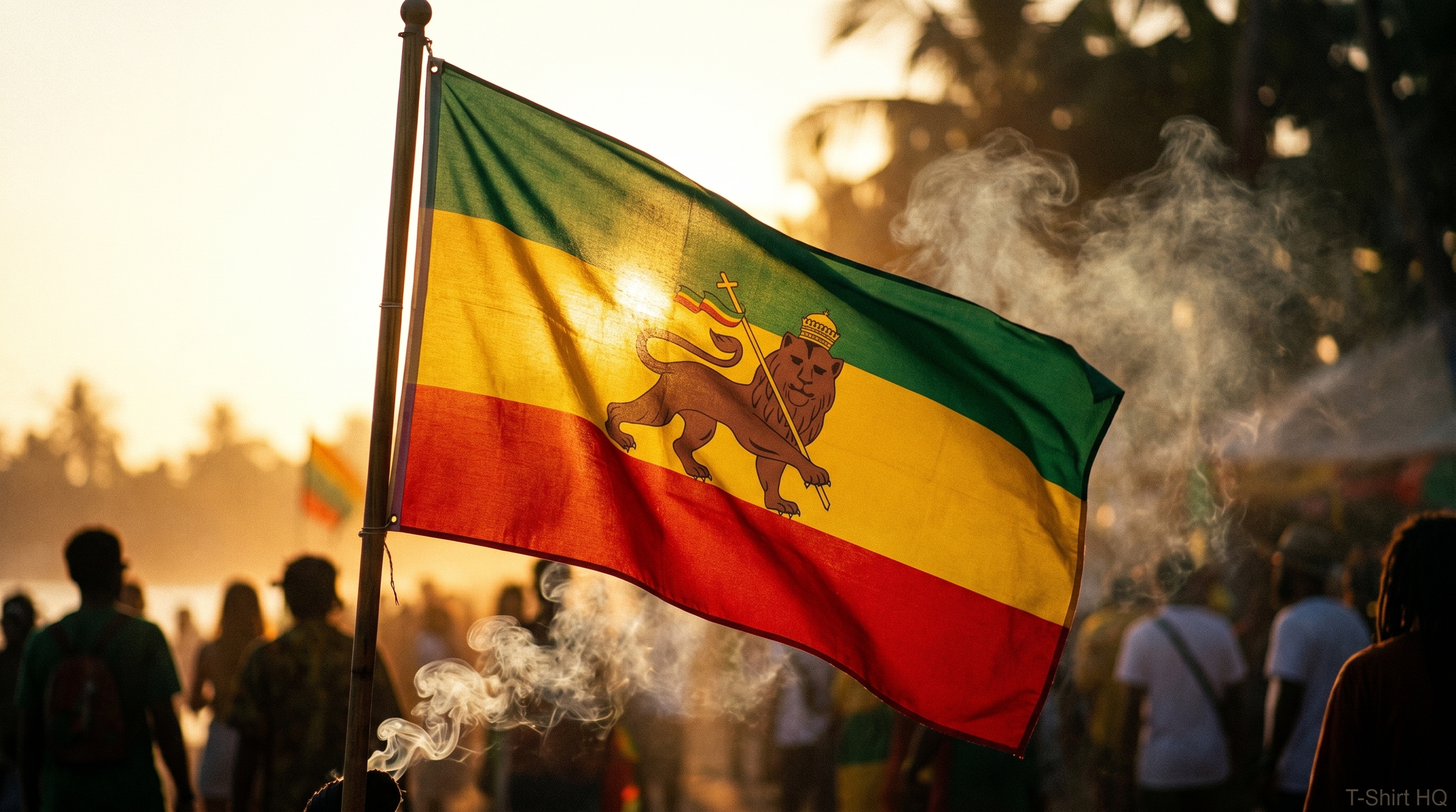 Double Sided Flag - Rastafarian Lion Outdoor Flag of Ethiopia 1897-1974 Red Yellow Green
