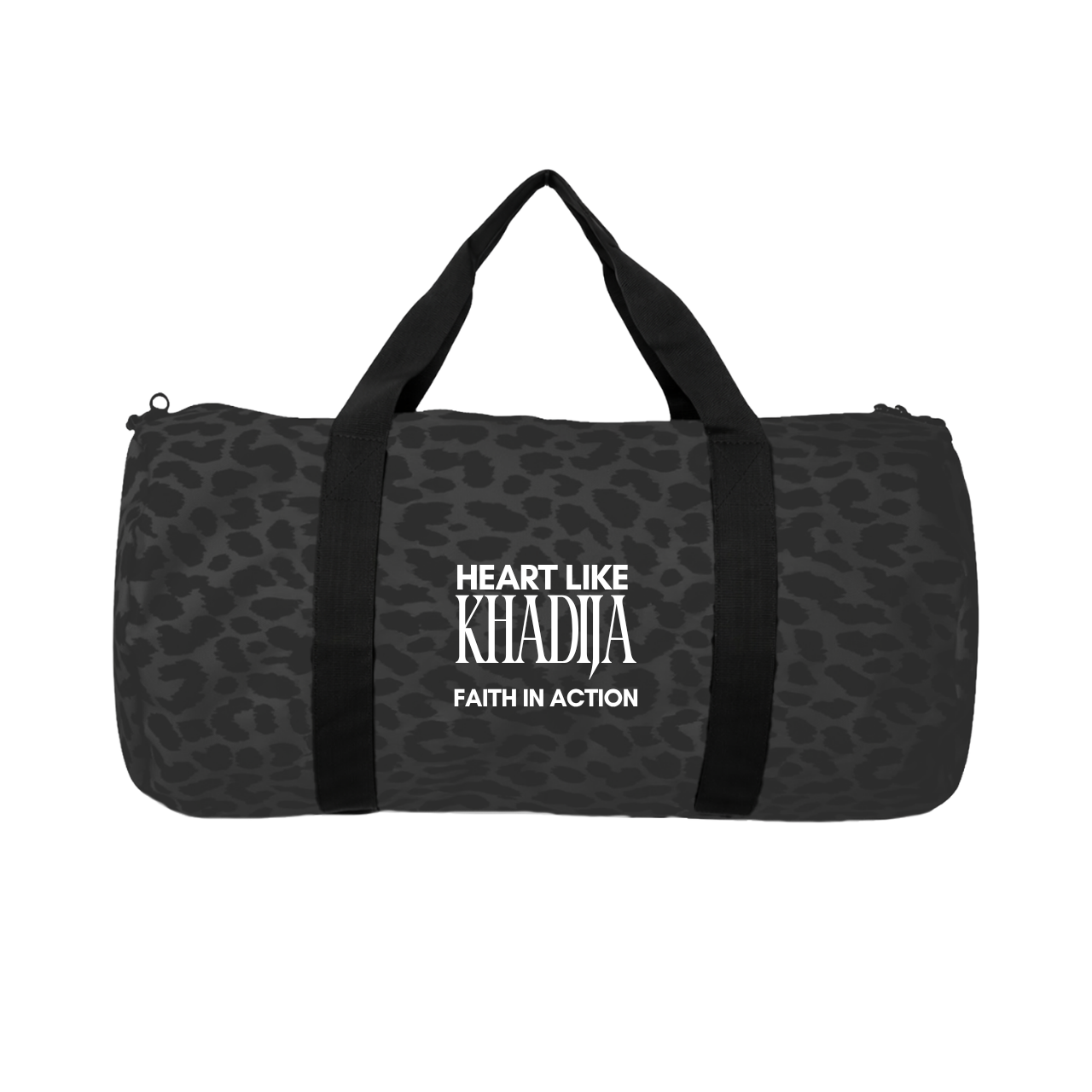 Faith in Action Duffel | Heart Like Khadija Signature Collection | Checker &amp; Leopard Travel Gym Bag product thumbnail image
