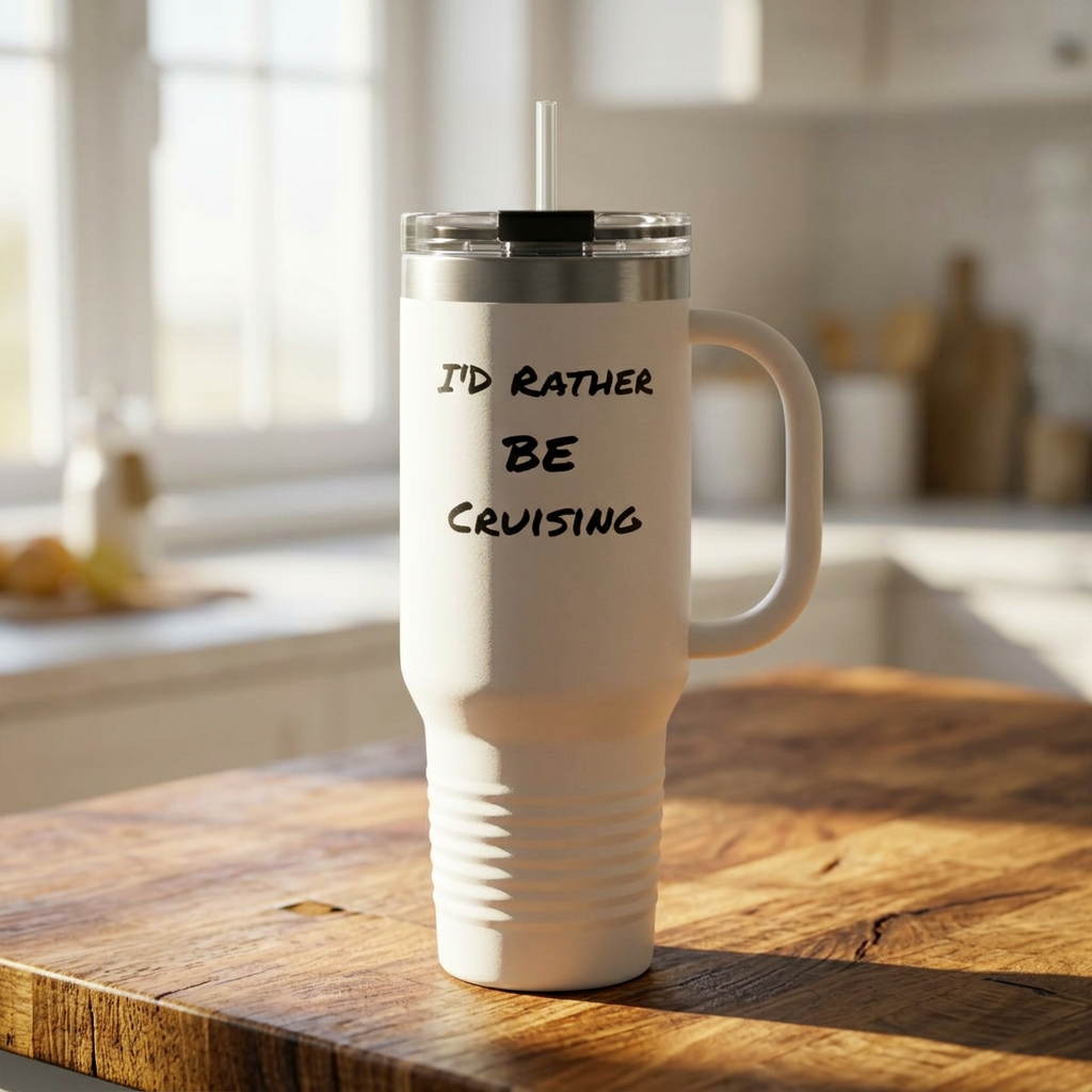 40oz Insulated Travel Mug — “I’d Rather Be Cruising” Stainless Steel Tumbler