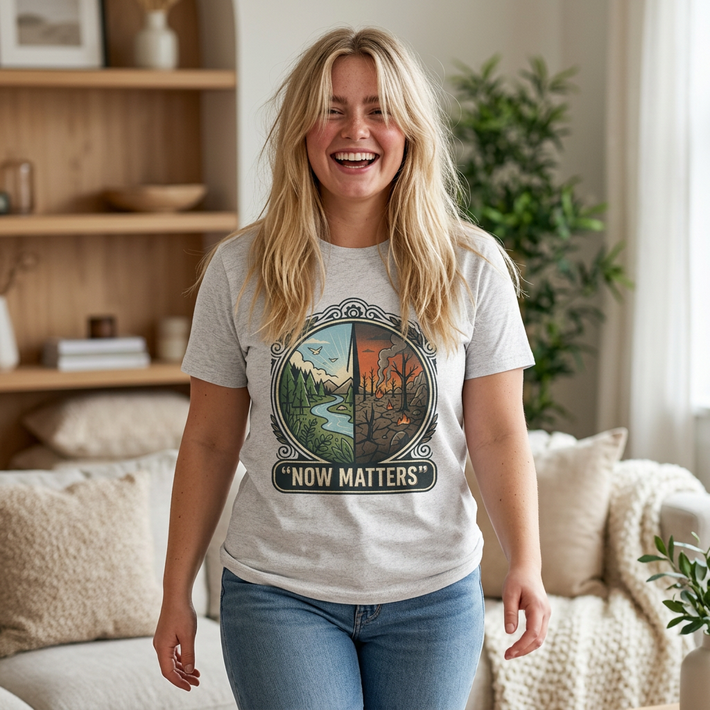 Now Matters T-Shirt — Environmental Awareness Nature vs Wildfire Graphic Tee product thumbnail image Now Matters T-Shirt — Environmental Awareness Nature vs Wildfire Graphic Tee product thumbnail image