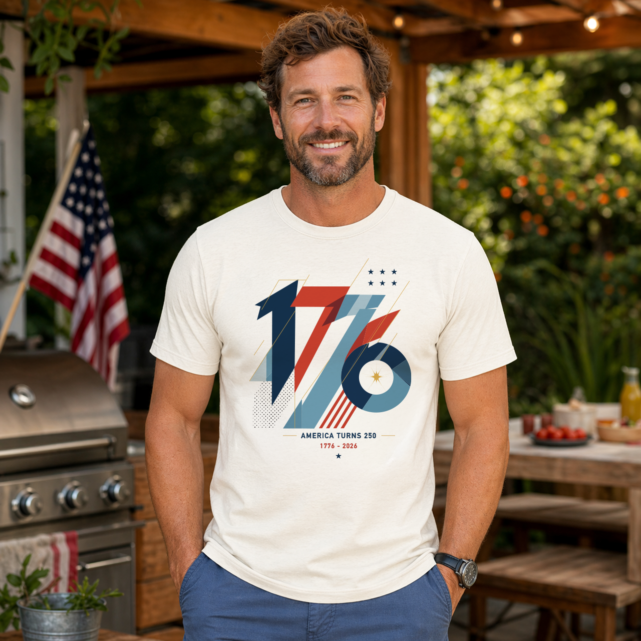 1776 America Turns 250 Patriotic Graphic T-Shirt product thumbnail image