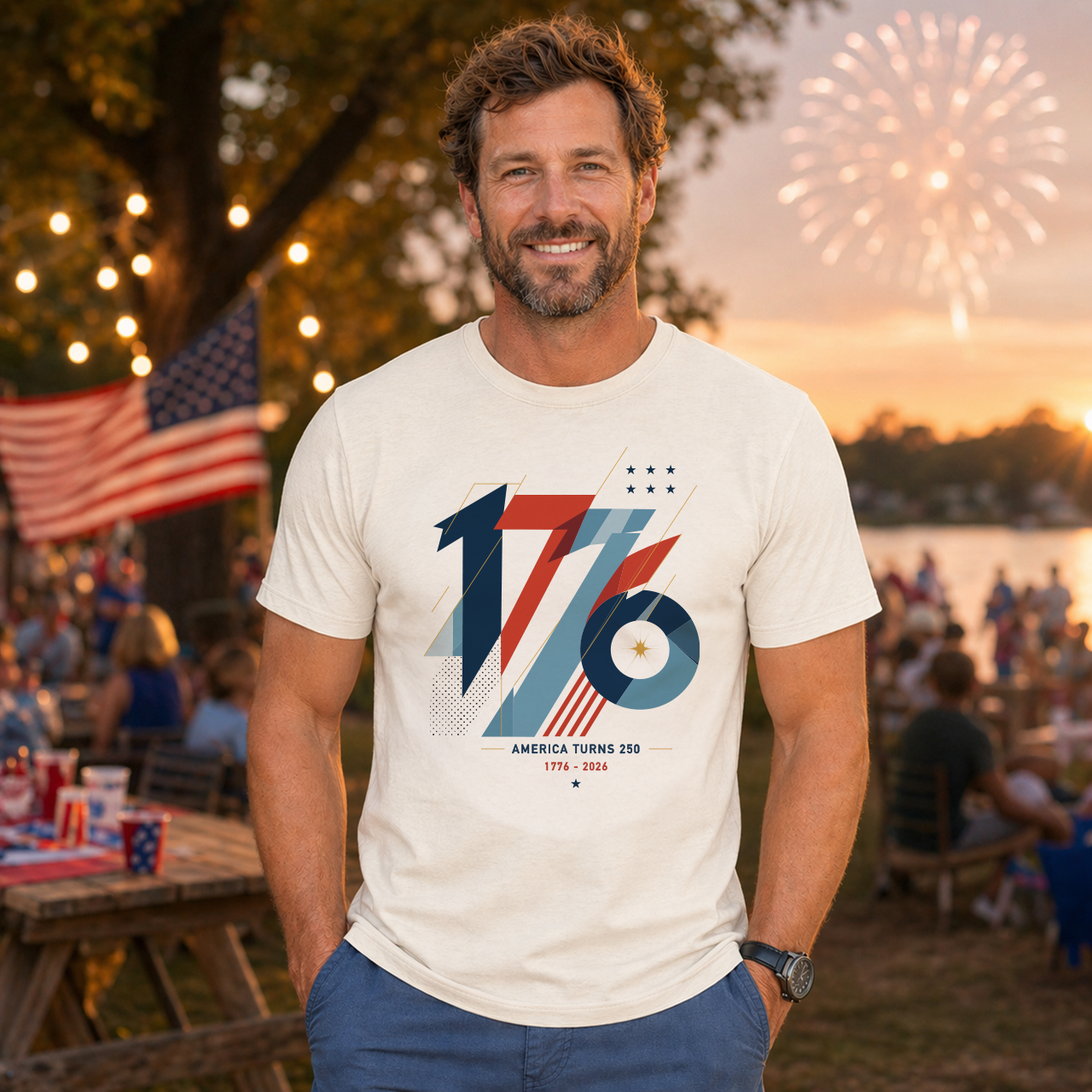 1776 America Turns 250 Patriotic Graphic T-Shirt product thumbnail image