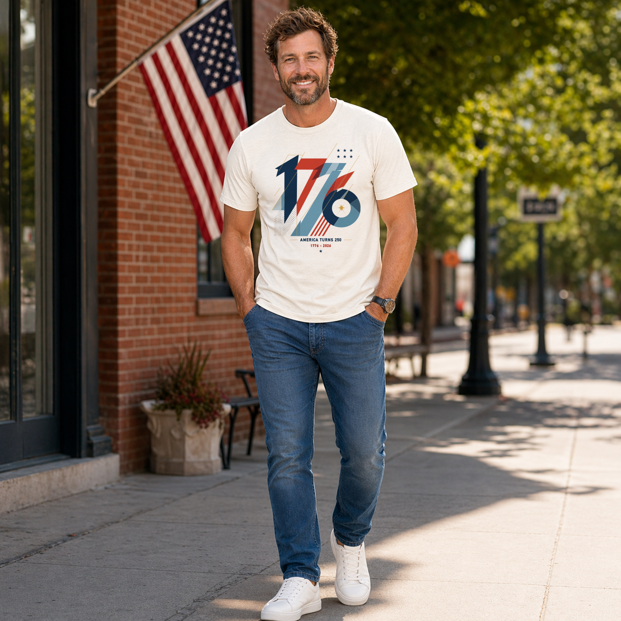 1776 America Turns 250 Patriotic Graphic T-Shirt product thumbnail image