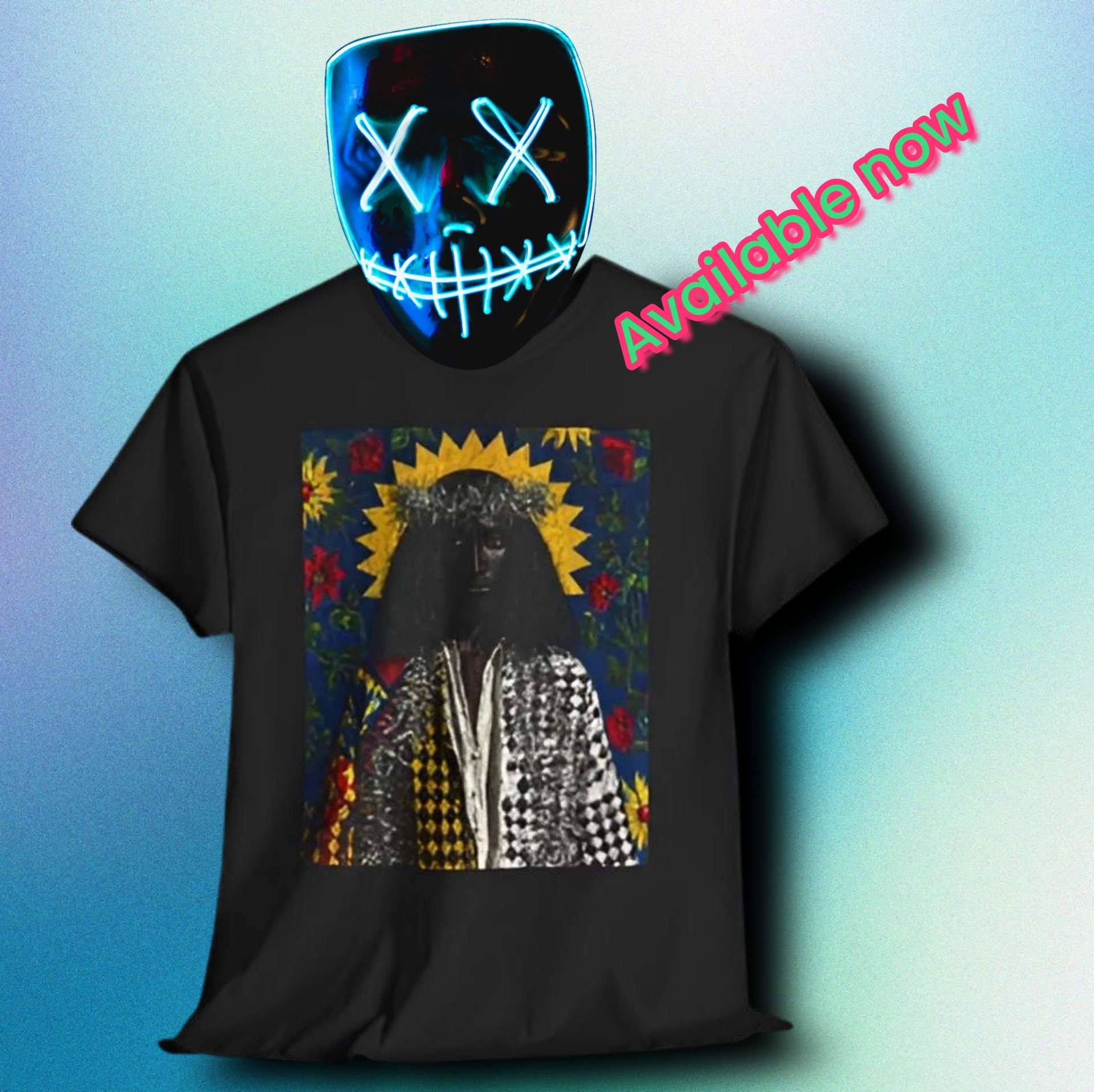 Black Jesus Graphic Tee — Colorful Street Art Face Design product thumbnail image