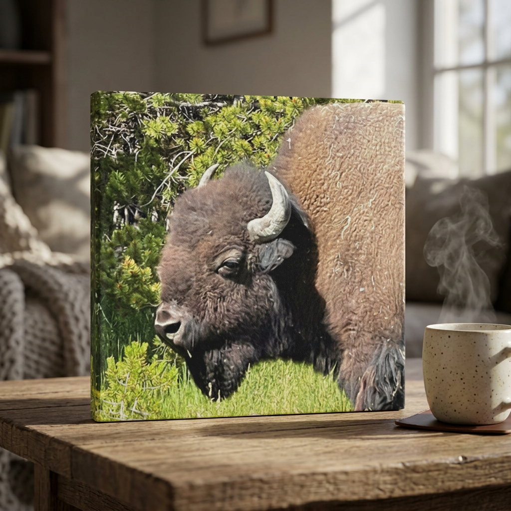 Bison Ceramic Coaster — Rustic Wildlife Drink Coaster product thumbnail image Bison Ceramic Coaster — Rustic Wildlife Drink Coaster product thumbnail image